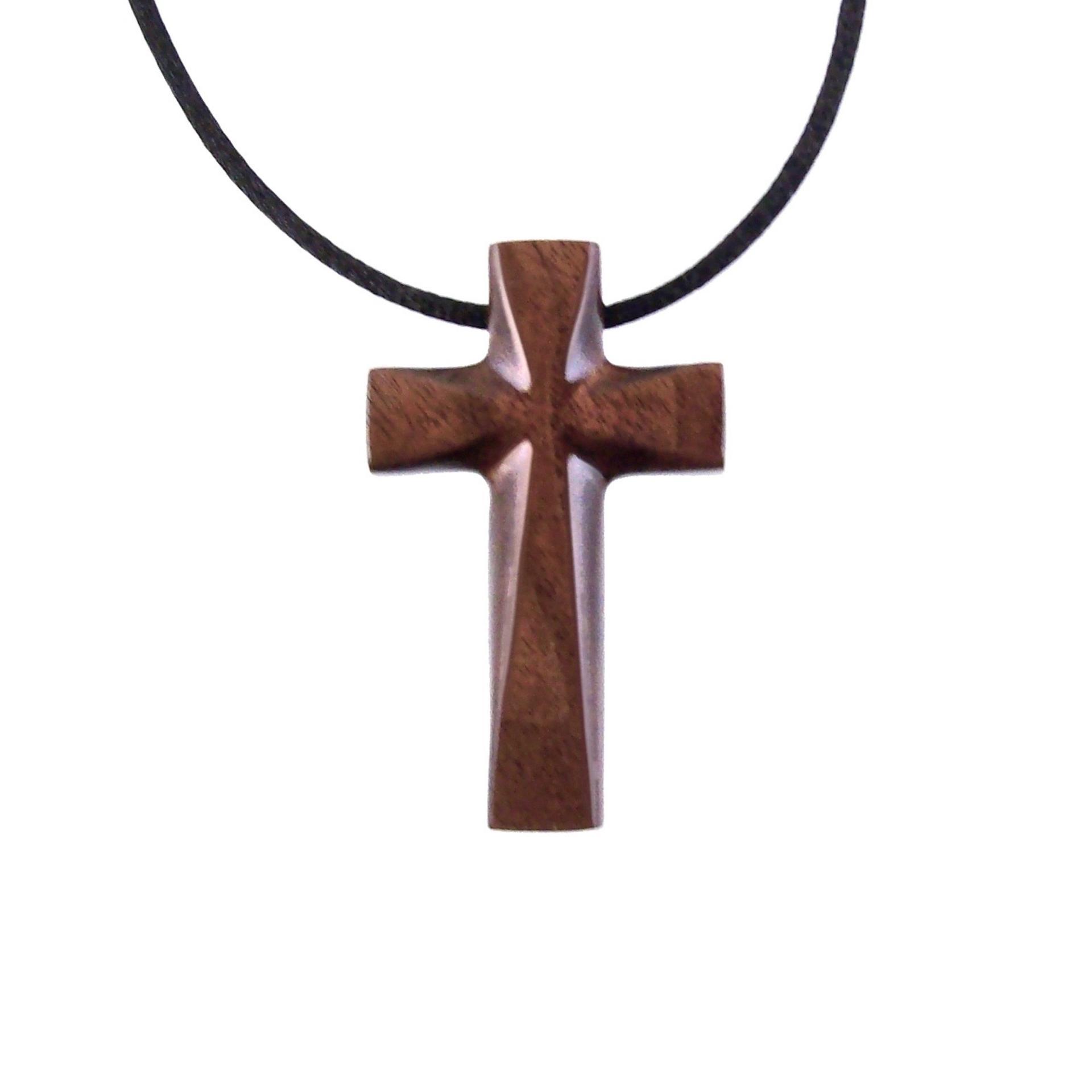 Hand Carved Wooden Cross Pendant, Handmade Wood Cross Necklace, Mens Christian Jewelry, One of a Kind Gift for Him
