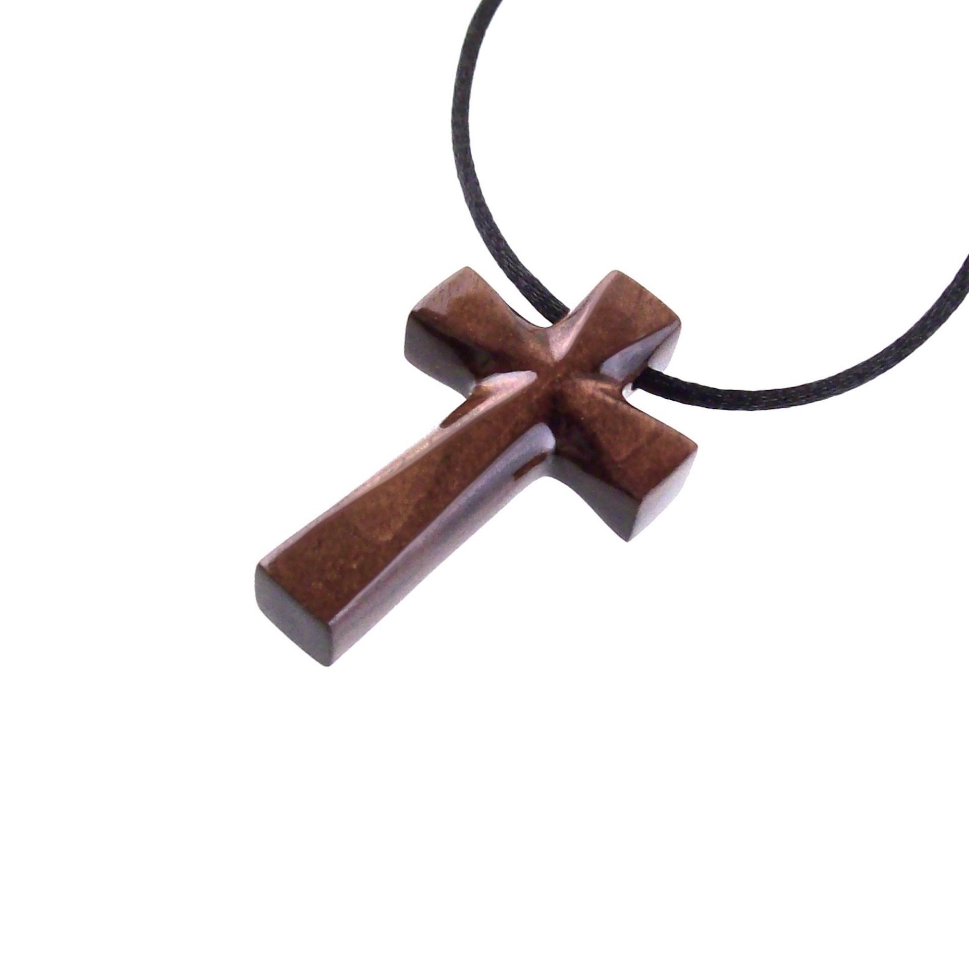 Hand Carved Wooden Cross Pendant, Handmade Wood Cross Necklace, Mens Christian Jewelry, One of a Kind Gift for Him