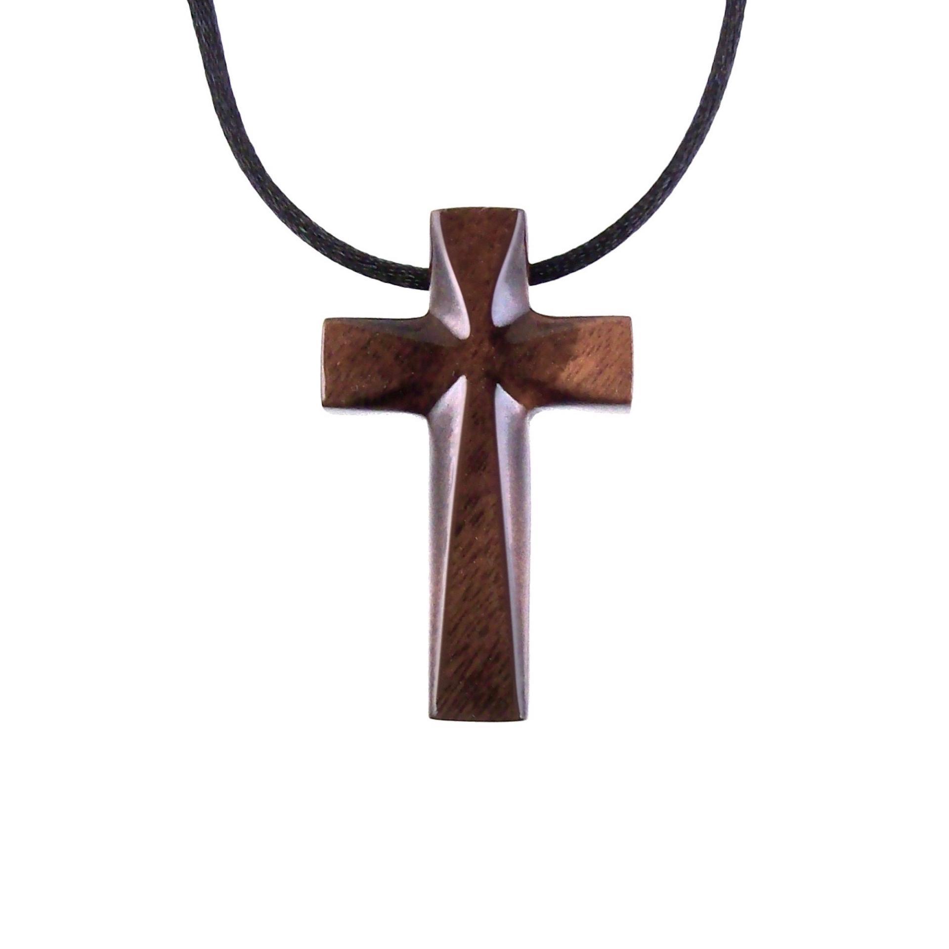 Hand Carved Wooden Cross Pendant, Handmade Wood Cross Necklace, Mens Christian Jewelry, One of a Kind Gift for Him