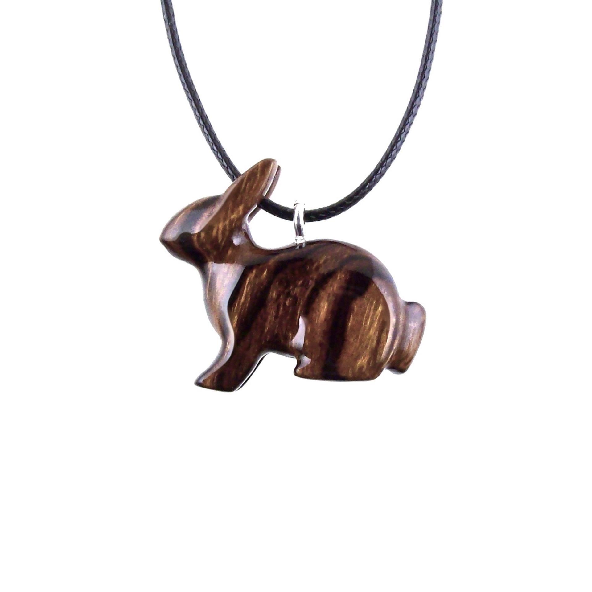 Bunny Necklace, Hand Carved Wooden Rabbit Pendant, Pet Animal Necklace, Wood Jewelry, One of a Kind Gift for Her