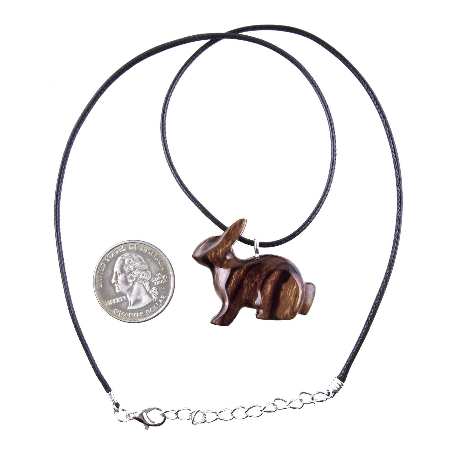Bunny Necklace, Hand Carved Wooden Rabbit Pendant, Pet Animal Necklace, Wood Jewelry, One of a Kind Gift for Her