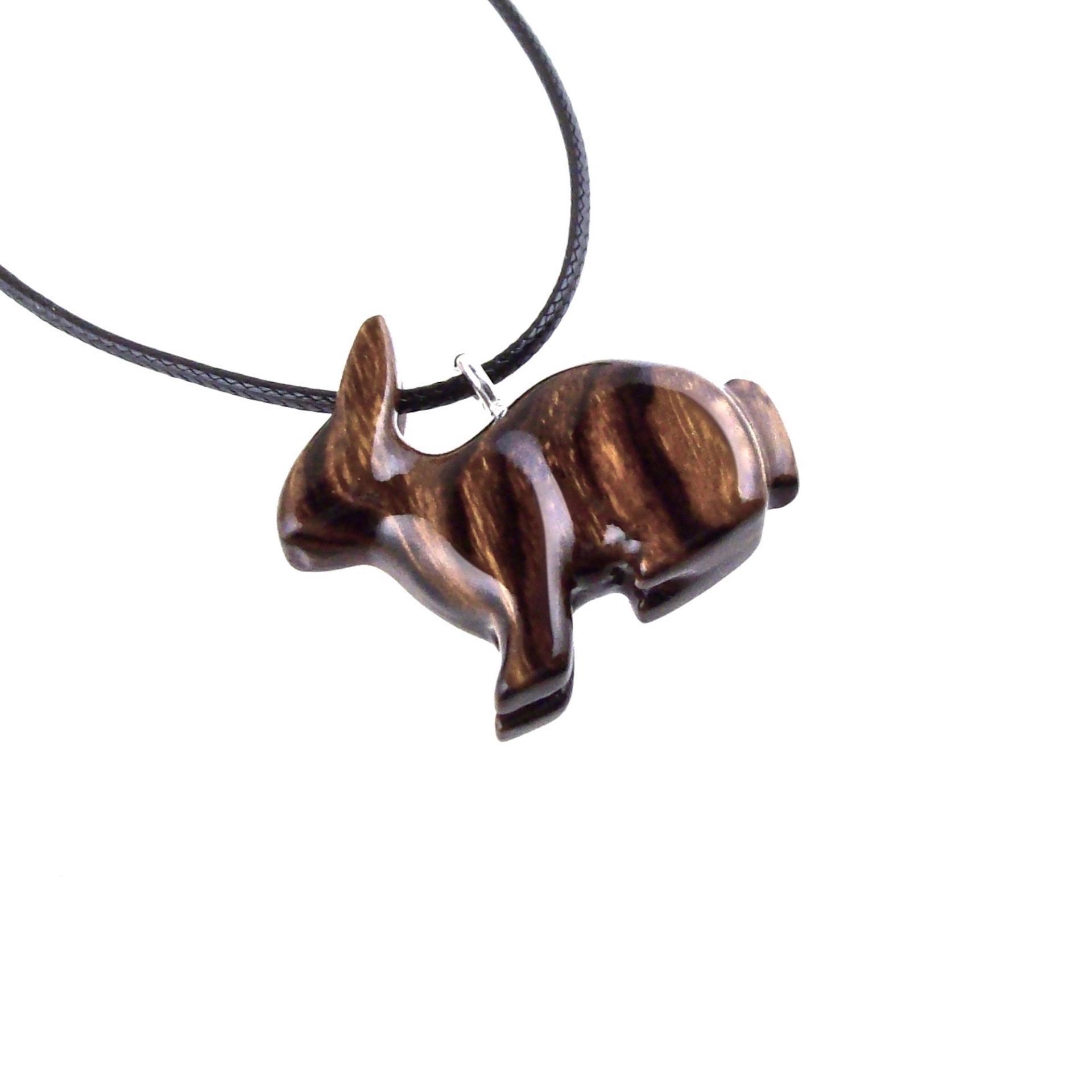 Bunny Necklace, Hand Carved Wooden Rabbit Pendant, Pet Animal Necklace, Wood Jewelry, One of a Kind Gift for Her