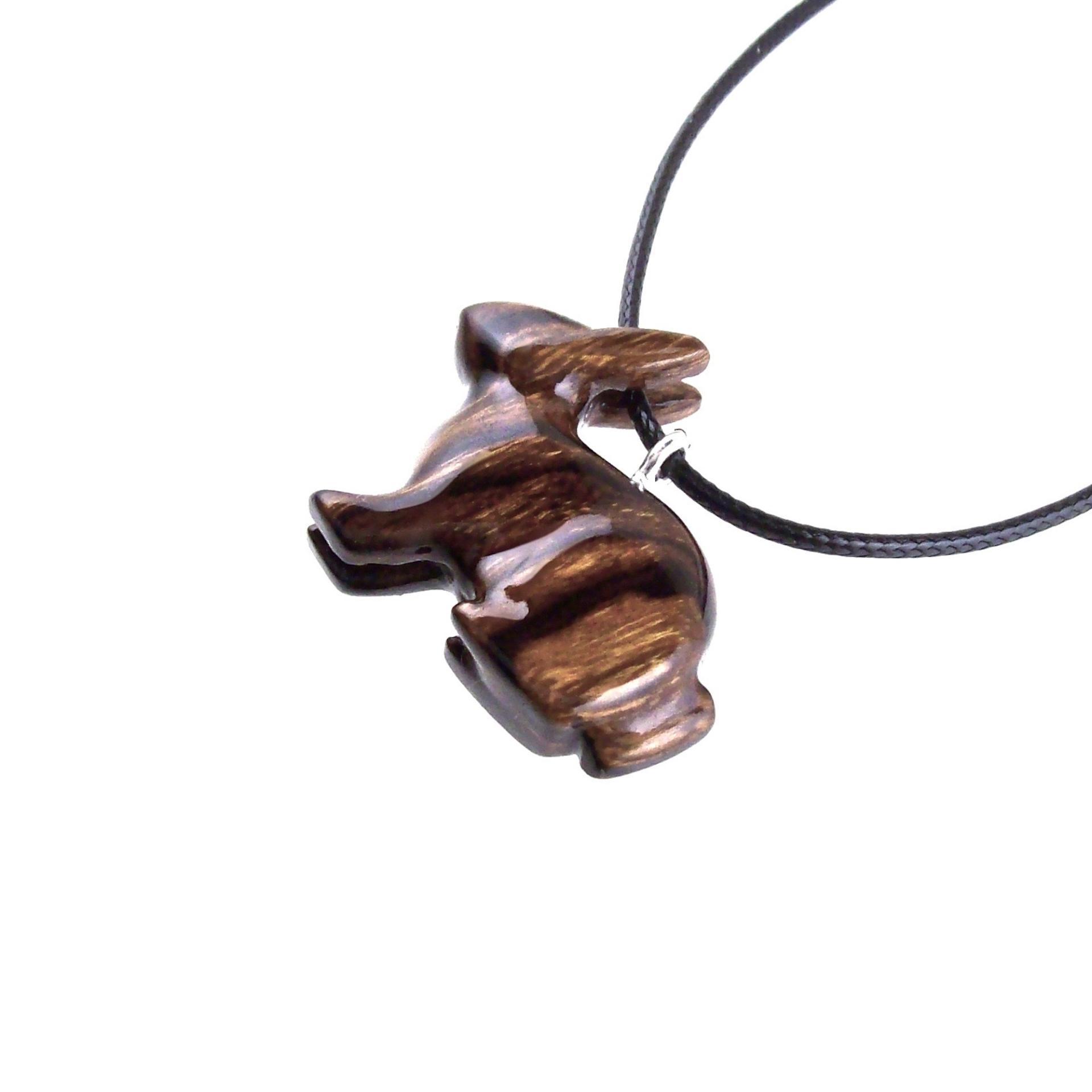 Bunny Necklace, Hand Carved Wooden Rabbit Pendant, Pet Animal Necklace, Wood Jewelry, One of a Kind Gift for Her