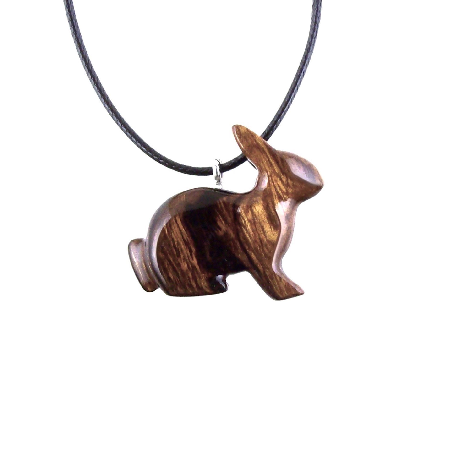 Bunny Necklace, Hand Carved Wooden Rabbit Pendant, Pet Animal Necklace, Wood Jewelry, One of a Kind Gift for Her