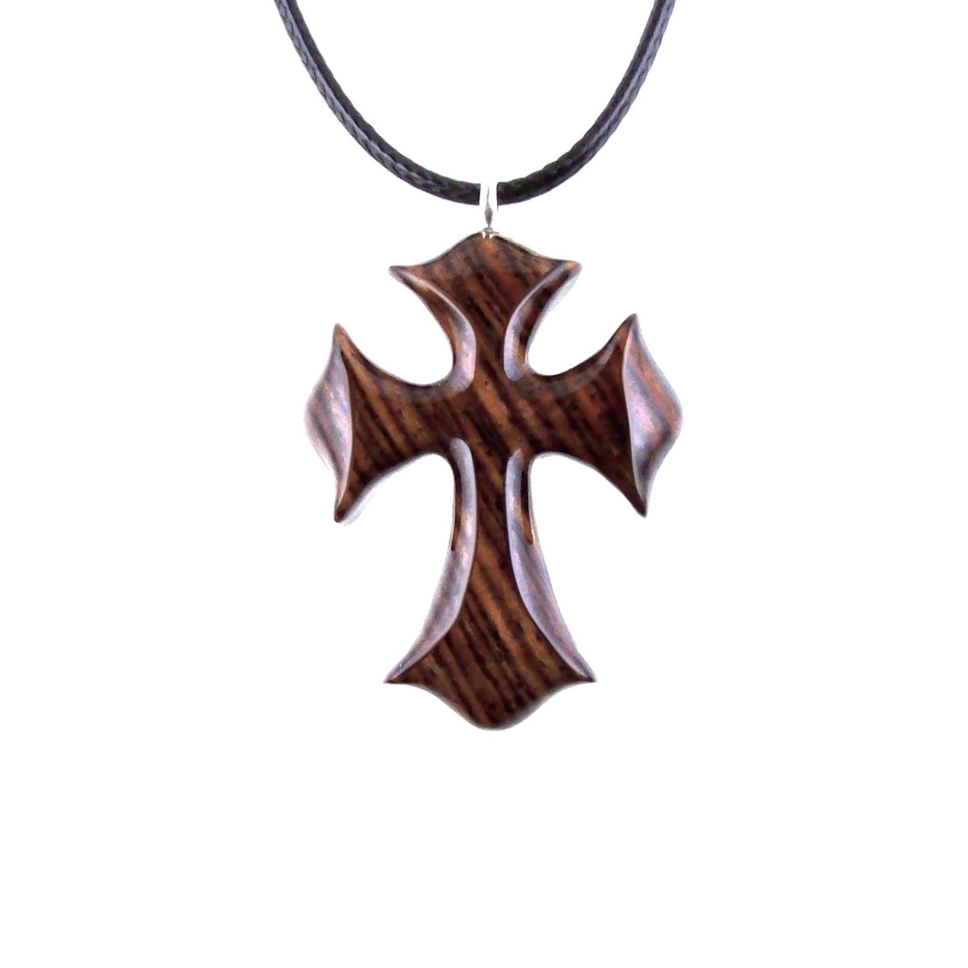 Wooden Cross Necklace, Wood Cross Pendant, Hand Carved Mens Christian Jewelry, One of a Kind Gift for Him