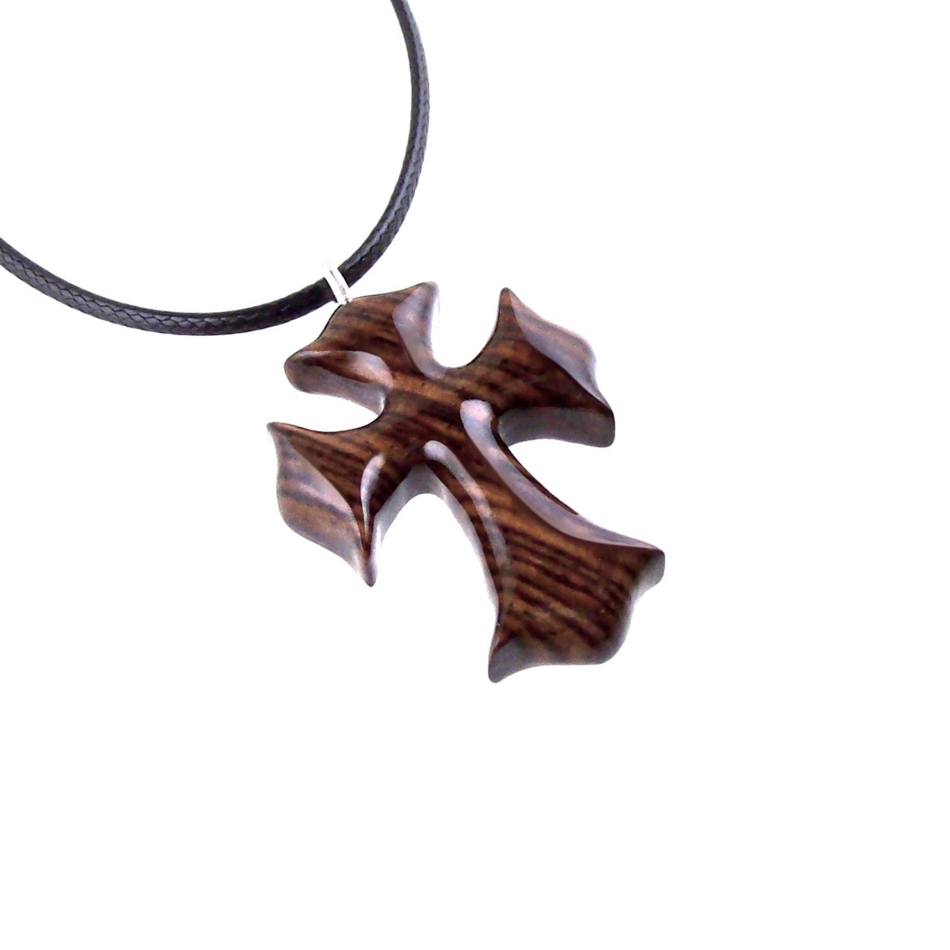 Wooden Cross Necklace, Wood Cross Pendant, Hand Carved Mens Christian Jewelry, One of a Kind Gift for Him
