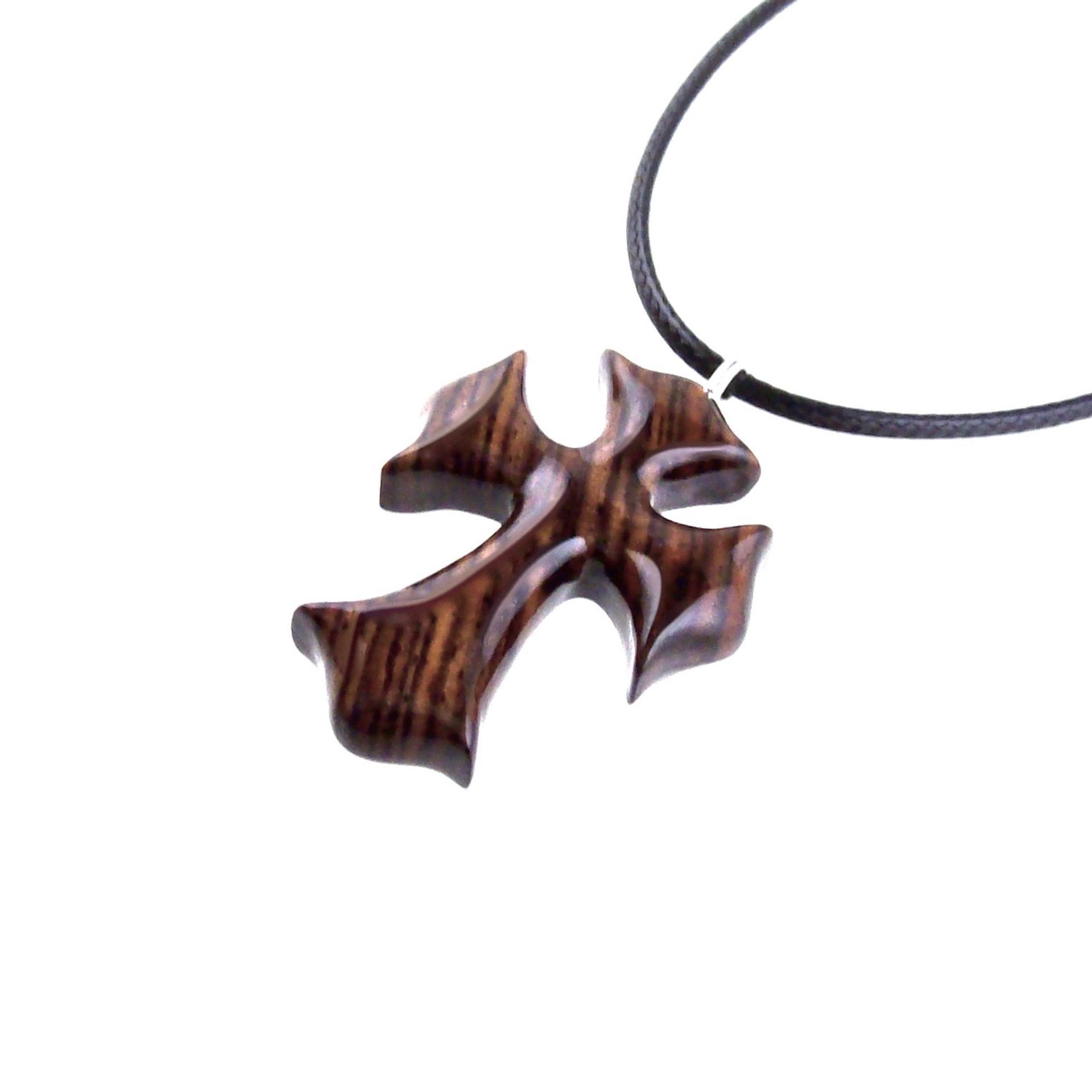 Wooden Cross Necklace, Wood Cross Pendant, Hand Carved Mens Christian Jewelry, One of a Kind Gift for Him