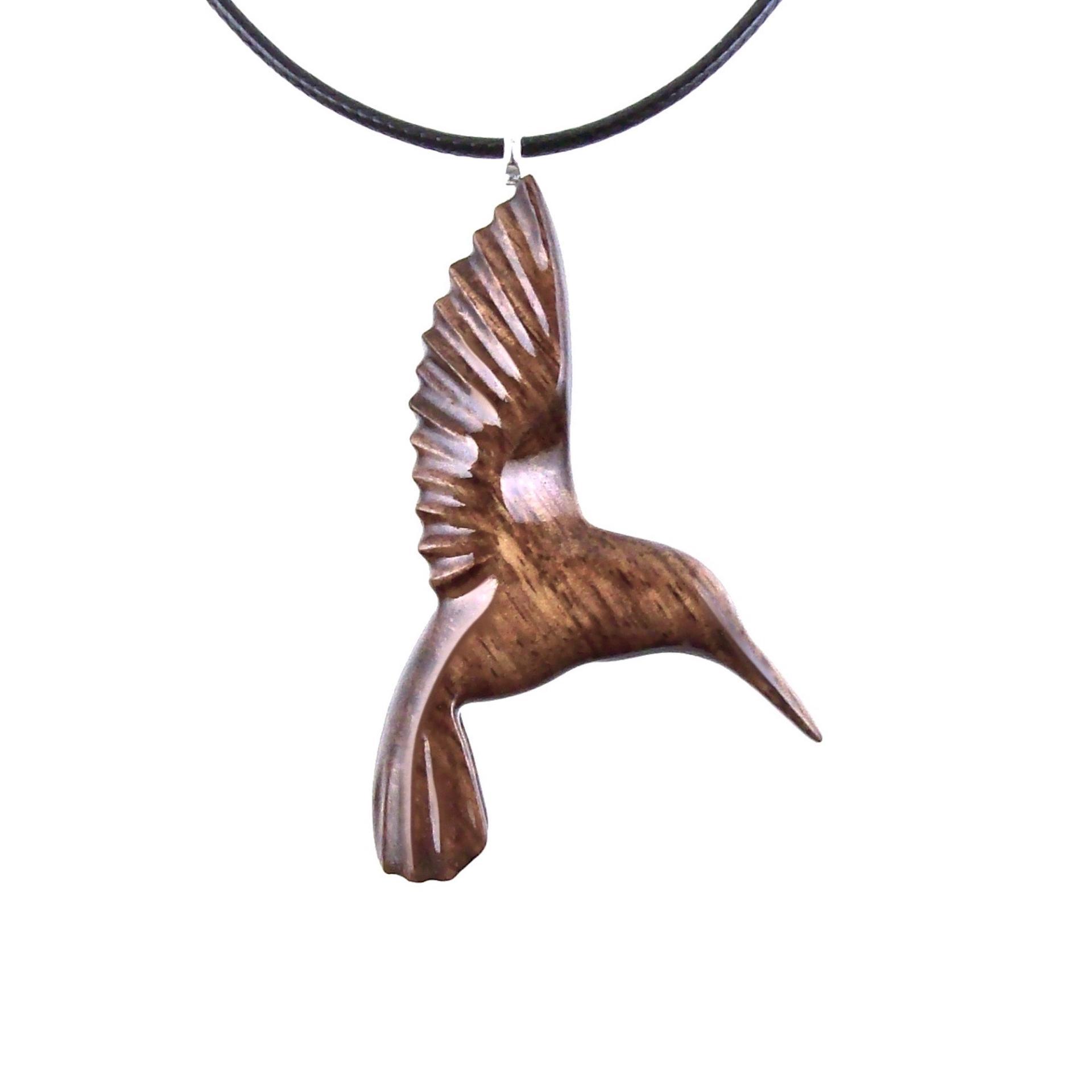 Hummingbird Pendant, Hand Carved Wooden Bird Necklace, One of a Kind Gift for Her, Handmade Wood Jewelry