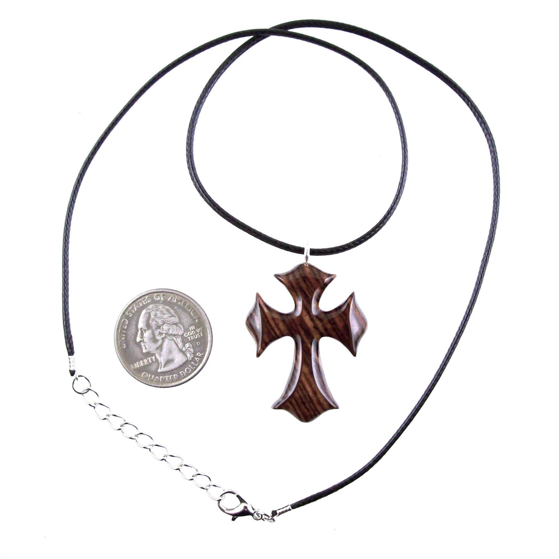 Wooden Cross Necklace, Wood Cross Pendant, Hand Carved Mens Christian Jewelry, One of a Kind Gift for Him