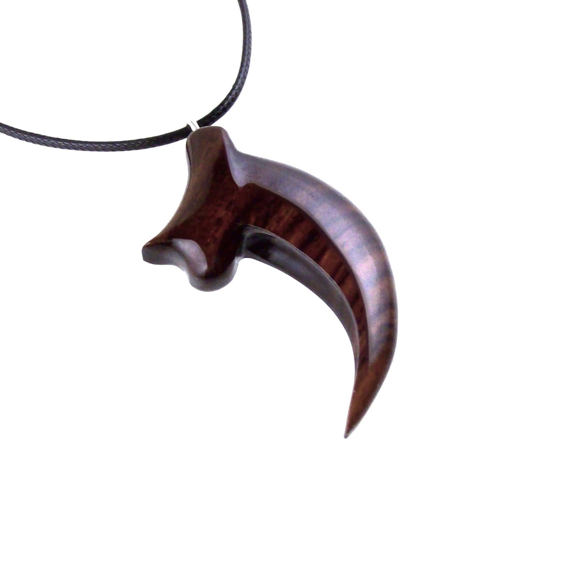 Wooden Bear Claw Pendant, Hand Carved Bear Claw Necklace, Mens Wood Pendant, Tribal Totem Jewelry, One of a Kind Gift for Him
