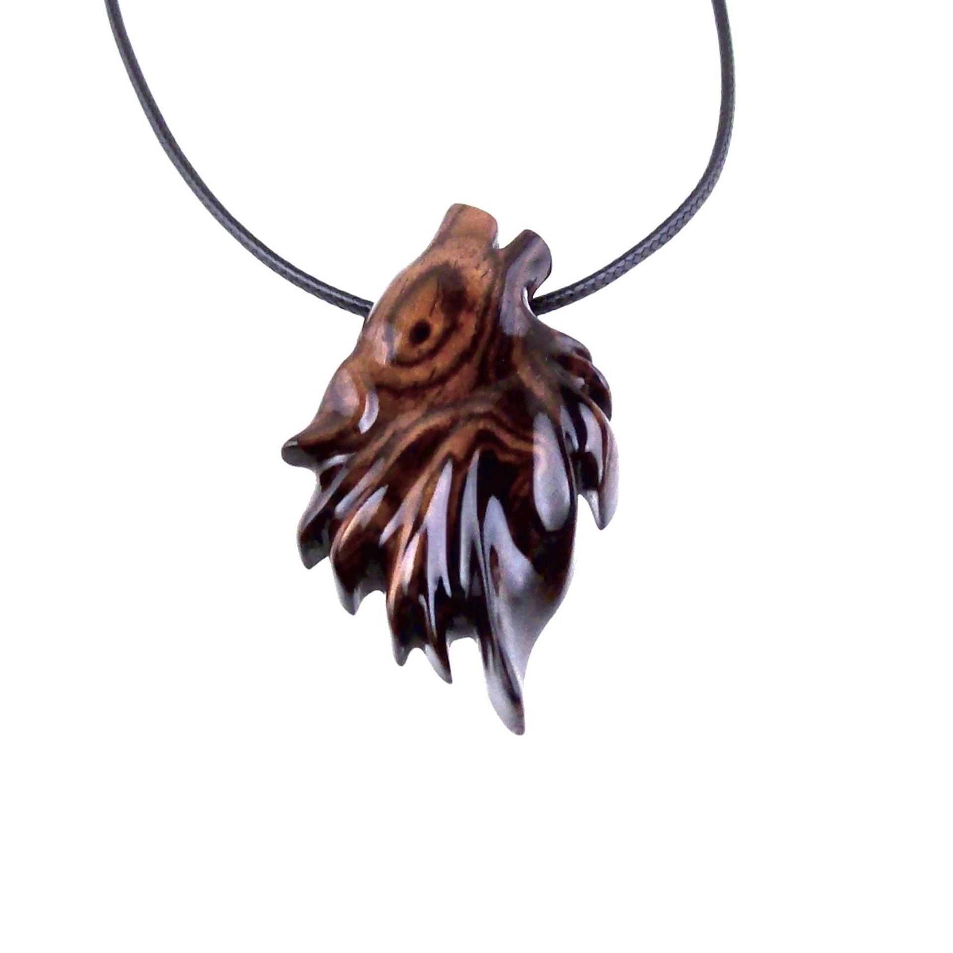 Wolf Pendant, Wooden Wolf Necklace, Hand Carved Wood Spirit Animal Totem, Woodland Jewelry for Men or Women, One of a Kind Gift