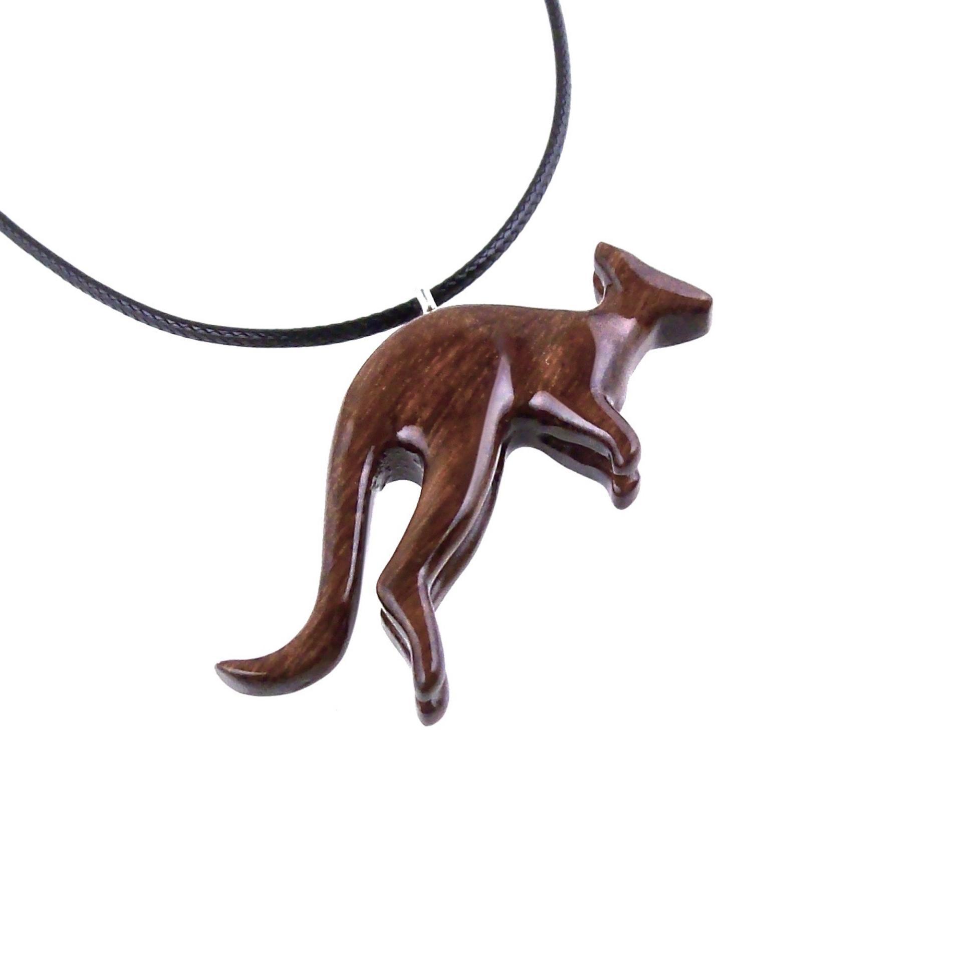 Kangaroo Necklace, Hand Carved Wooden Kangaroo Pendant, Wood Necklace, Spirit Animal Jewelry, Gift for Men or Women