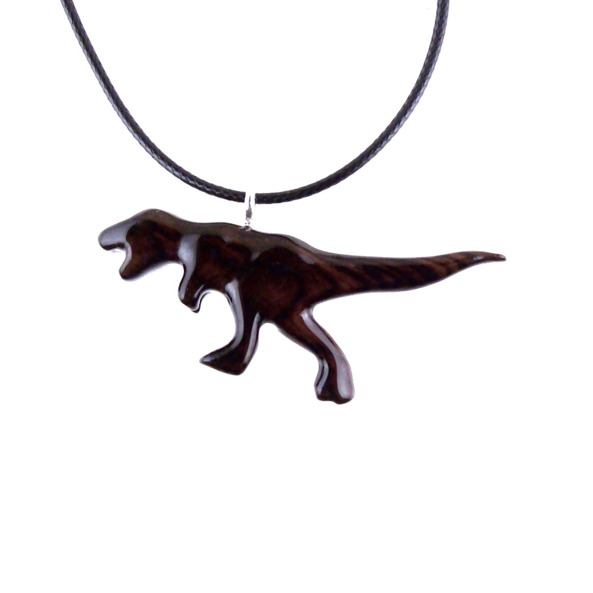 Dinosaur Pendant, Hand Carved Wooden T-Rex Necklace for Men or Women, Tyrannosaurus Necklace, Wood Reptile Jurassic Jewelry