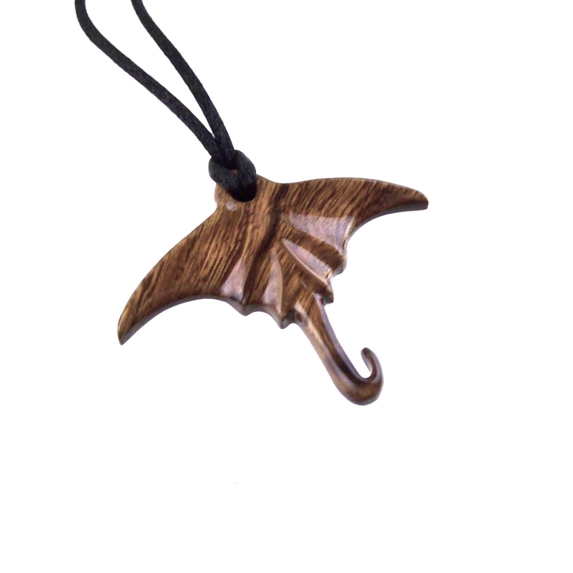 Hand Carved Manta Ray Necklace, Wooden Stingray Pendant, Mens Wood Necklace, Nautical Jewelry, One of a Kind Gift for Him