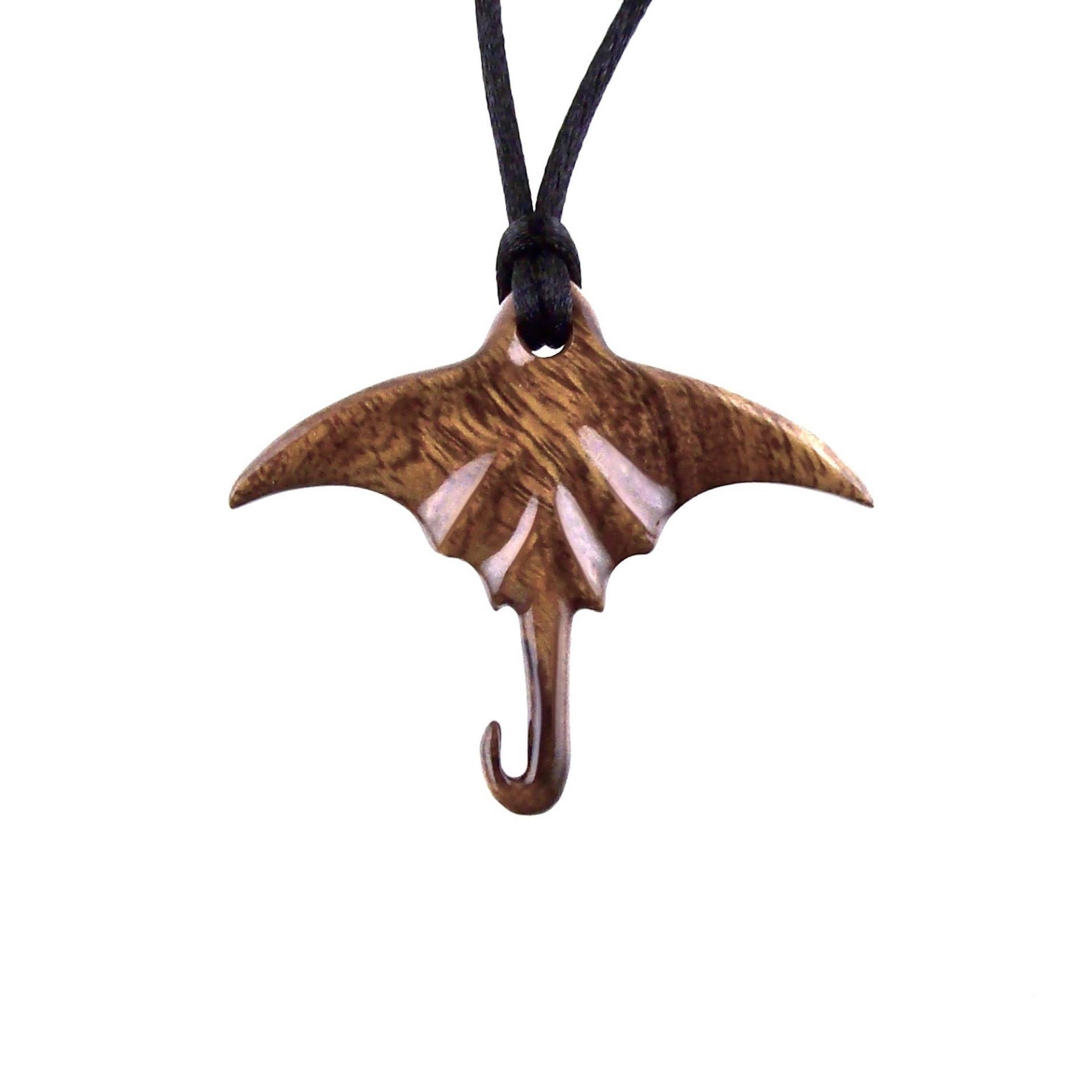 Hand Carved Manta Ray Necklace, Wooden Stingray Pendant, Mens Wood Necklace, Nautical Jewelry, One of a Kind Gift for Him