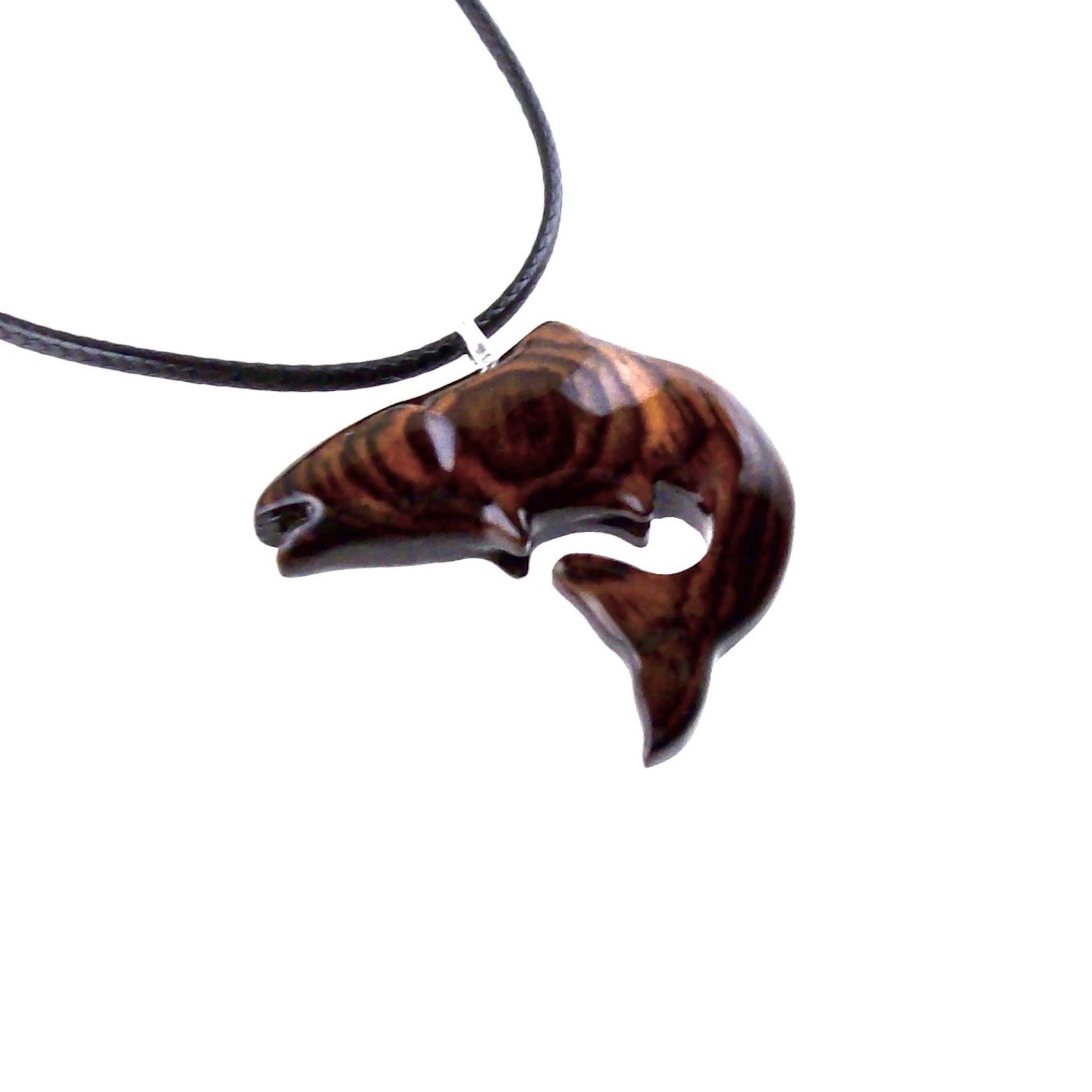 Salmon Necklace, Hand Carved Wooden Trout Pendant, Fish Jewelry, Mens Wood Necklace, Fisherman Gift for Him