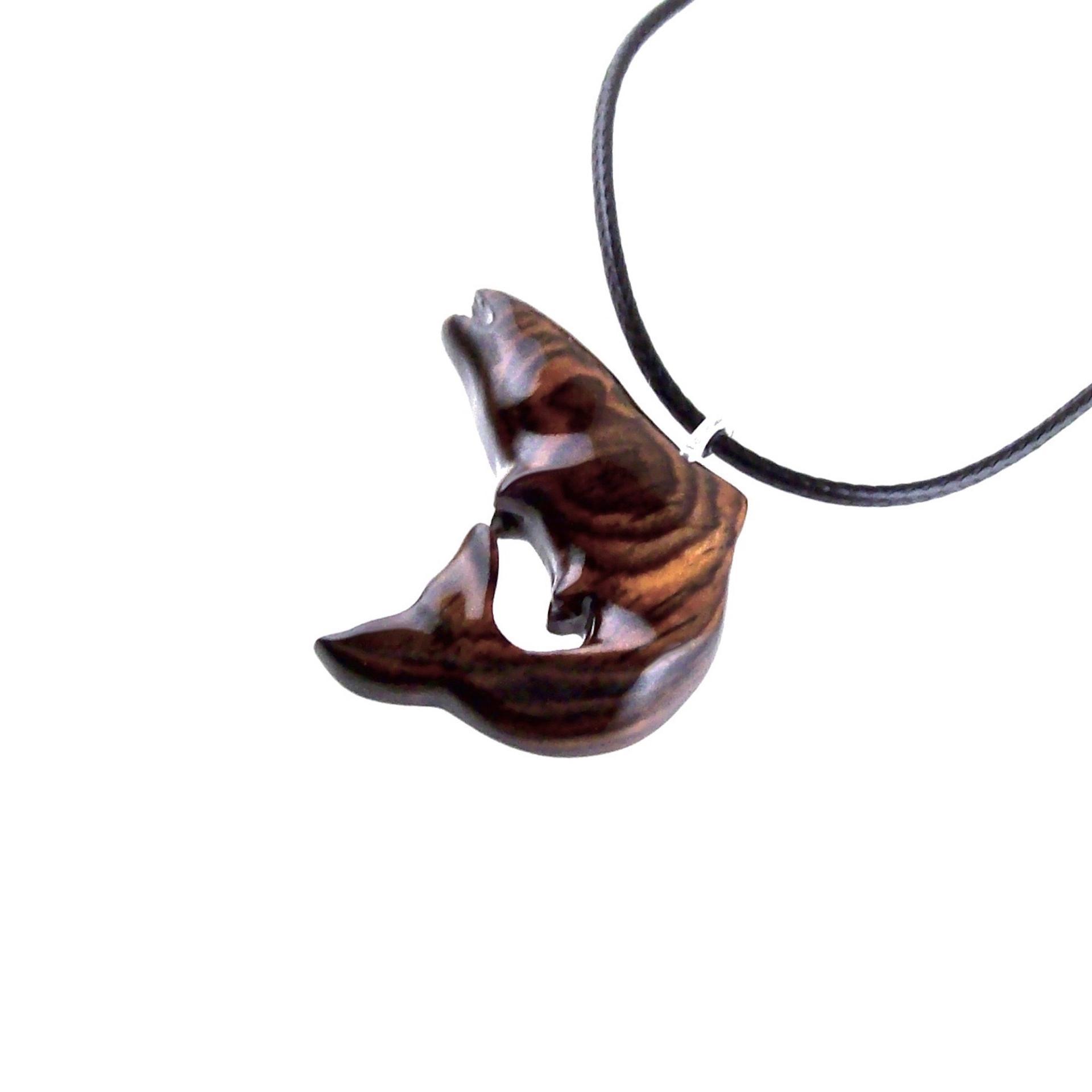 Salmon Necklace, Hand Carved Wooden Trout Pendant, Fish Jewelry, Mens Wood Necklace, Fisherman Gift for Him