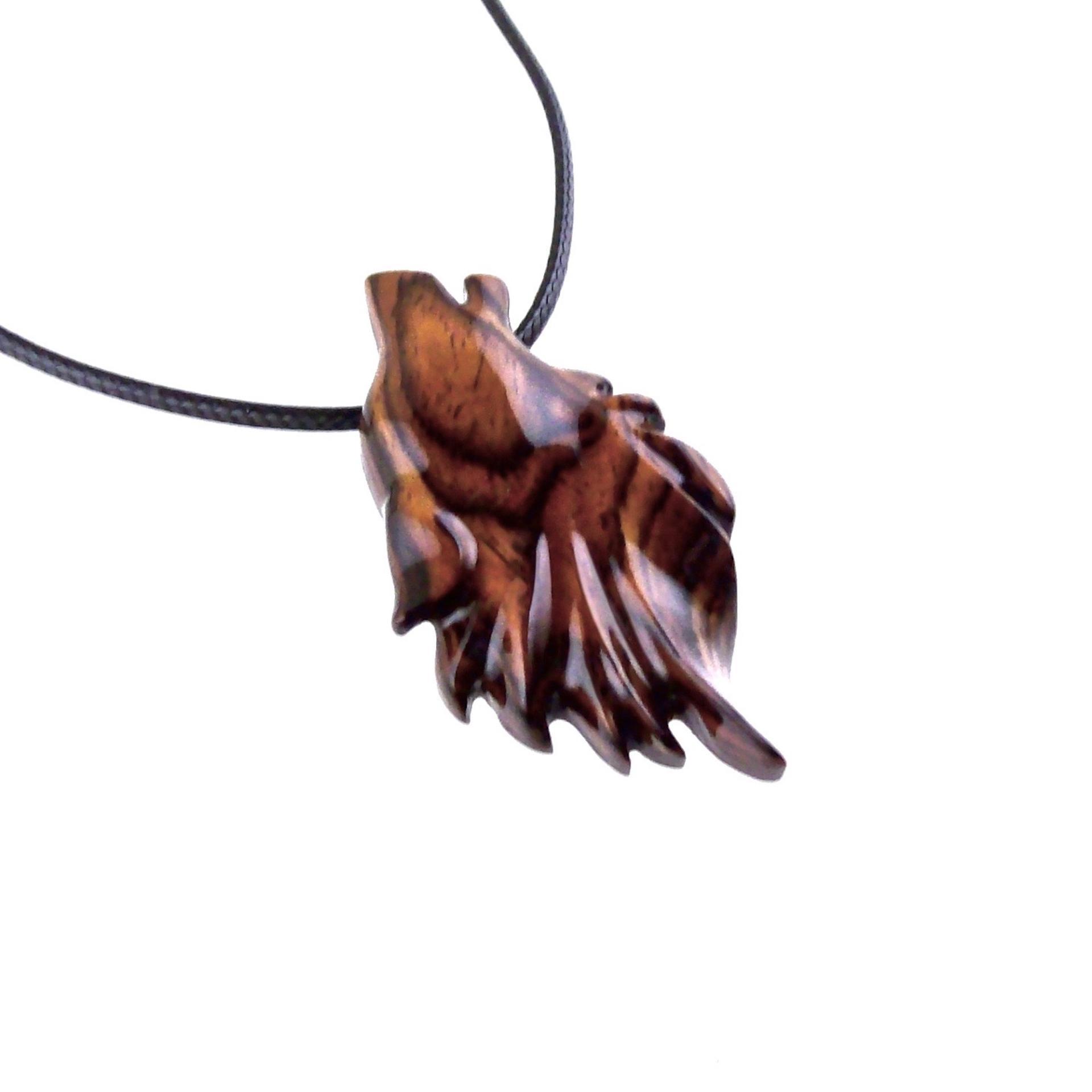 Carved Wolf Pendant, Wooden Wolf Necklace, Spirit Animal Totem, Handmade Wood Jewelry for Men or Women, One of a Kind Gift