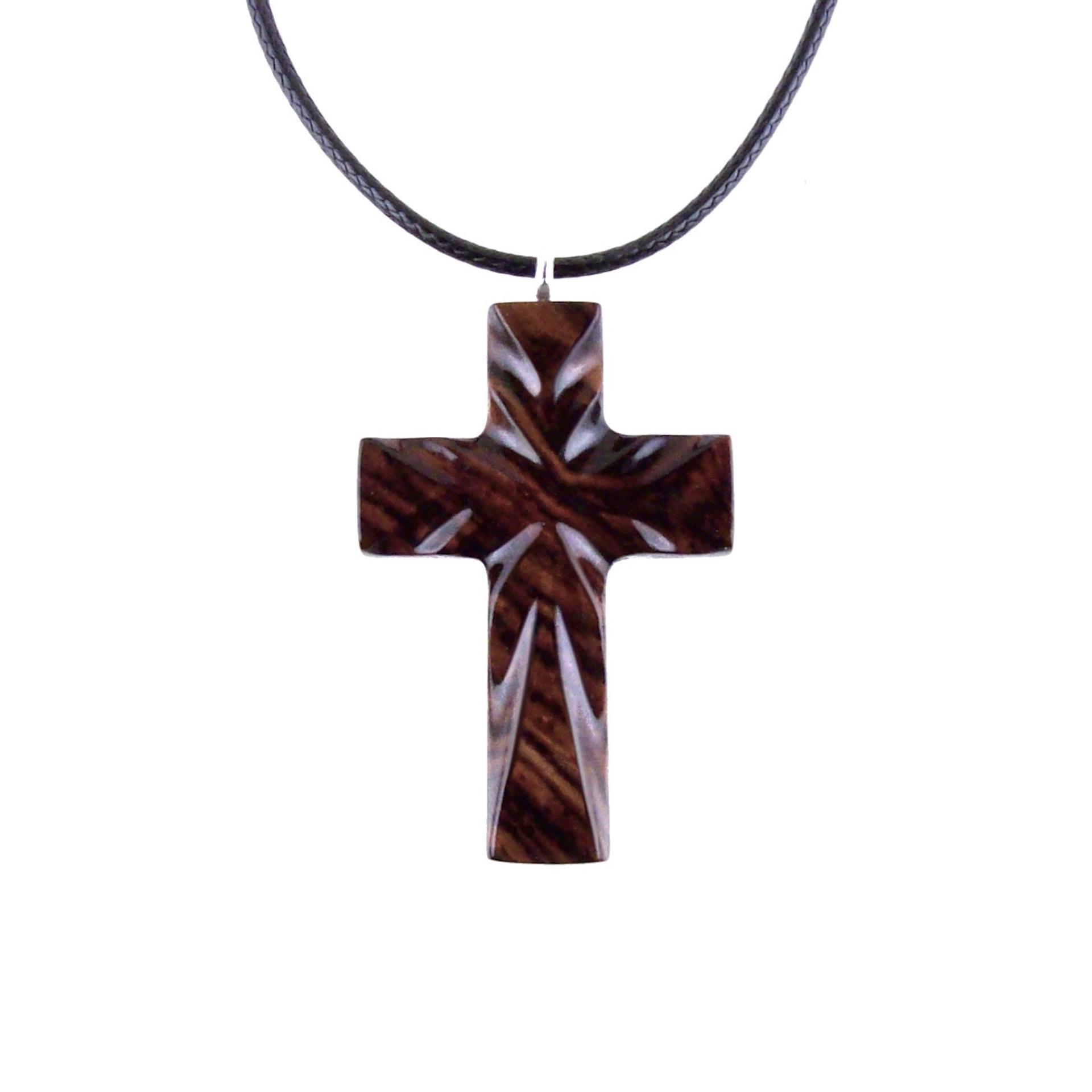Wood Cross Necklace, Hand Carved Wooden Cross Pendant, Christian Jewelry, One of a Kind Gift for Him Her