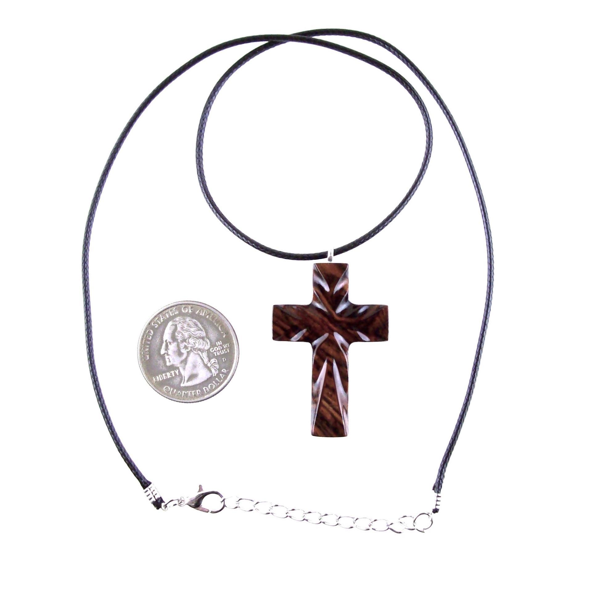 Wood Cross Necklace, Hand Carved Wooden Cross Pendant, Christian Jewelry, One of a Kind Gift for Him Her