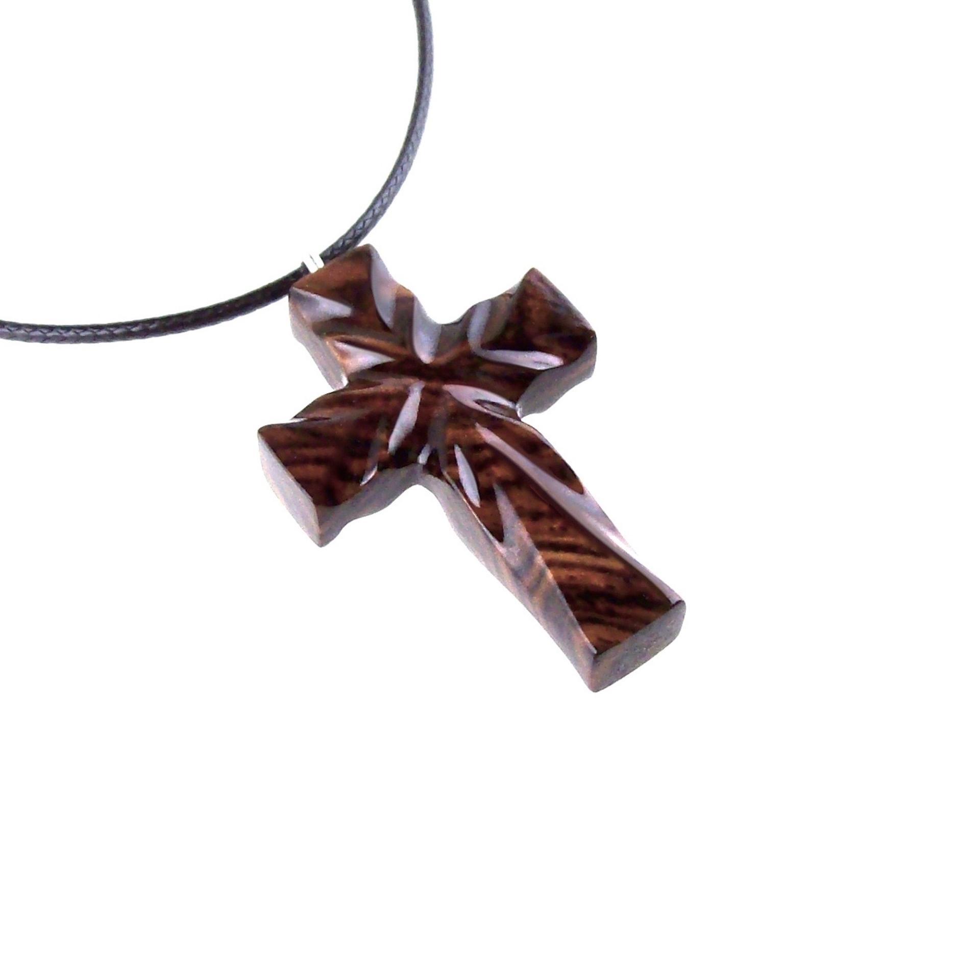 Wood Cross Necklace, Hand Carved Wooden Cross Pendant, Christian Jewelry, One of a Kind Gift for Him Her