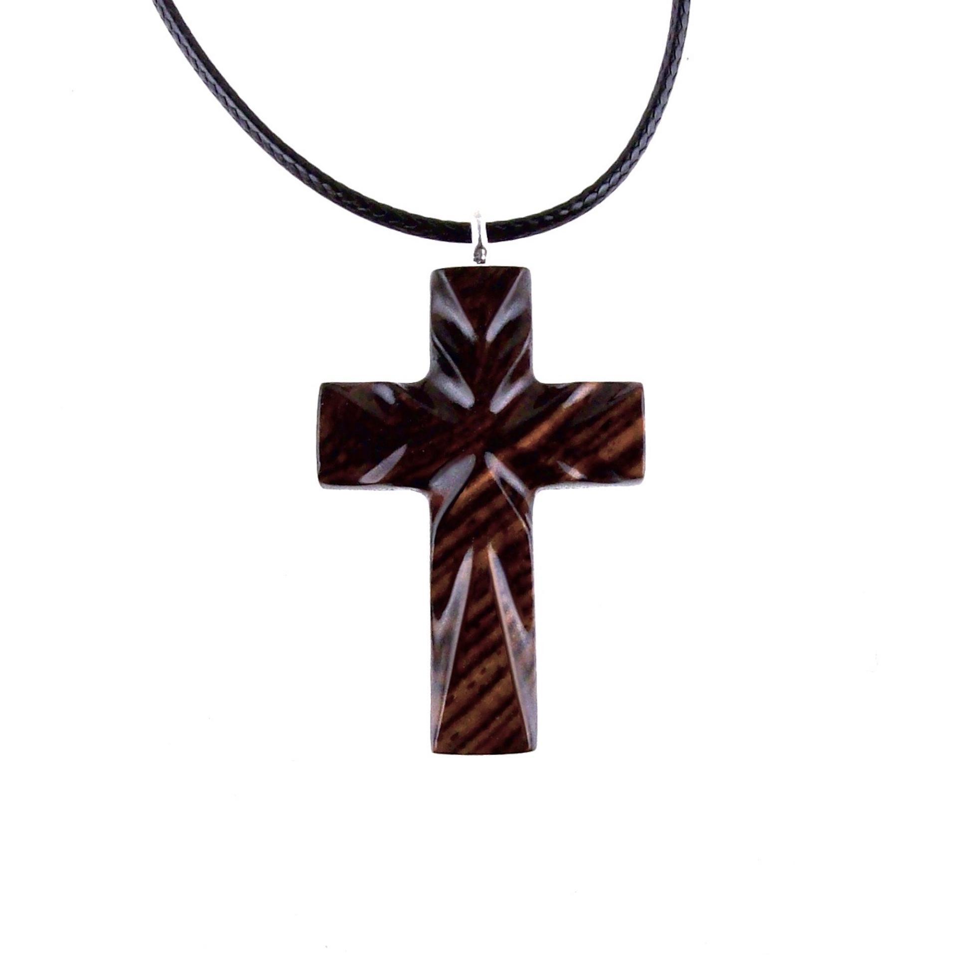 Wood Cross Necklace, Hand Carved Wooden Cross Pendant, Christian Jewelry, One of a Kind Gift for Him Her