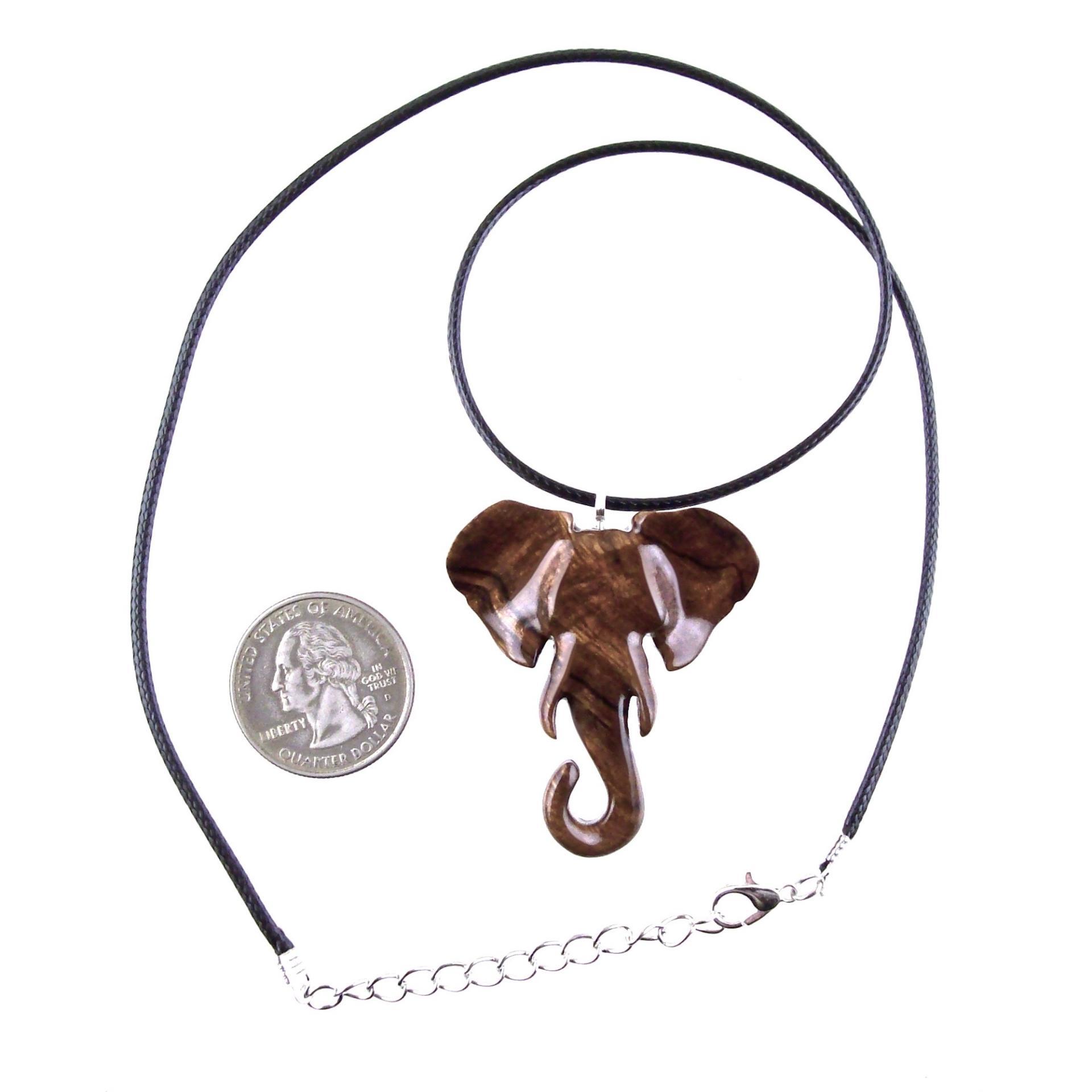 Elephant Pendant, Hand Carved Wooden Elephant Necklace for Men Women, Ganesha Spiritual Animal Jewelry, One of a Kind Gift
