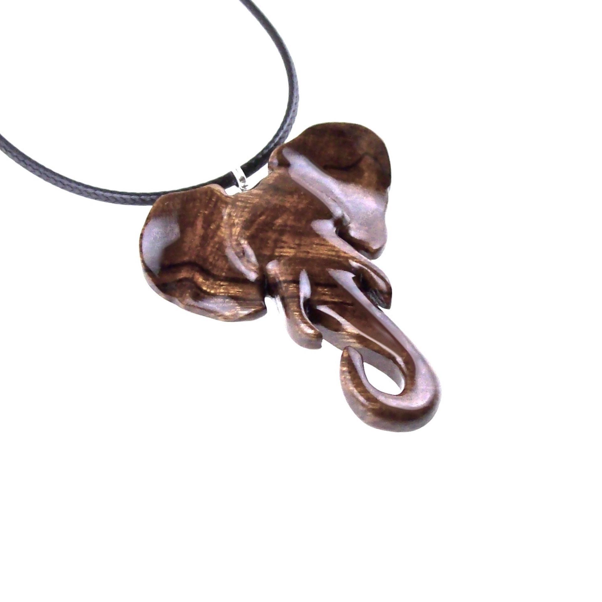 Elephant Pendant, Hand Carved Wooden Elephant Necklace for Men Women, Ganesha Spiritual Animal Jewelry, One of a Kind Gift