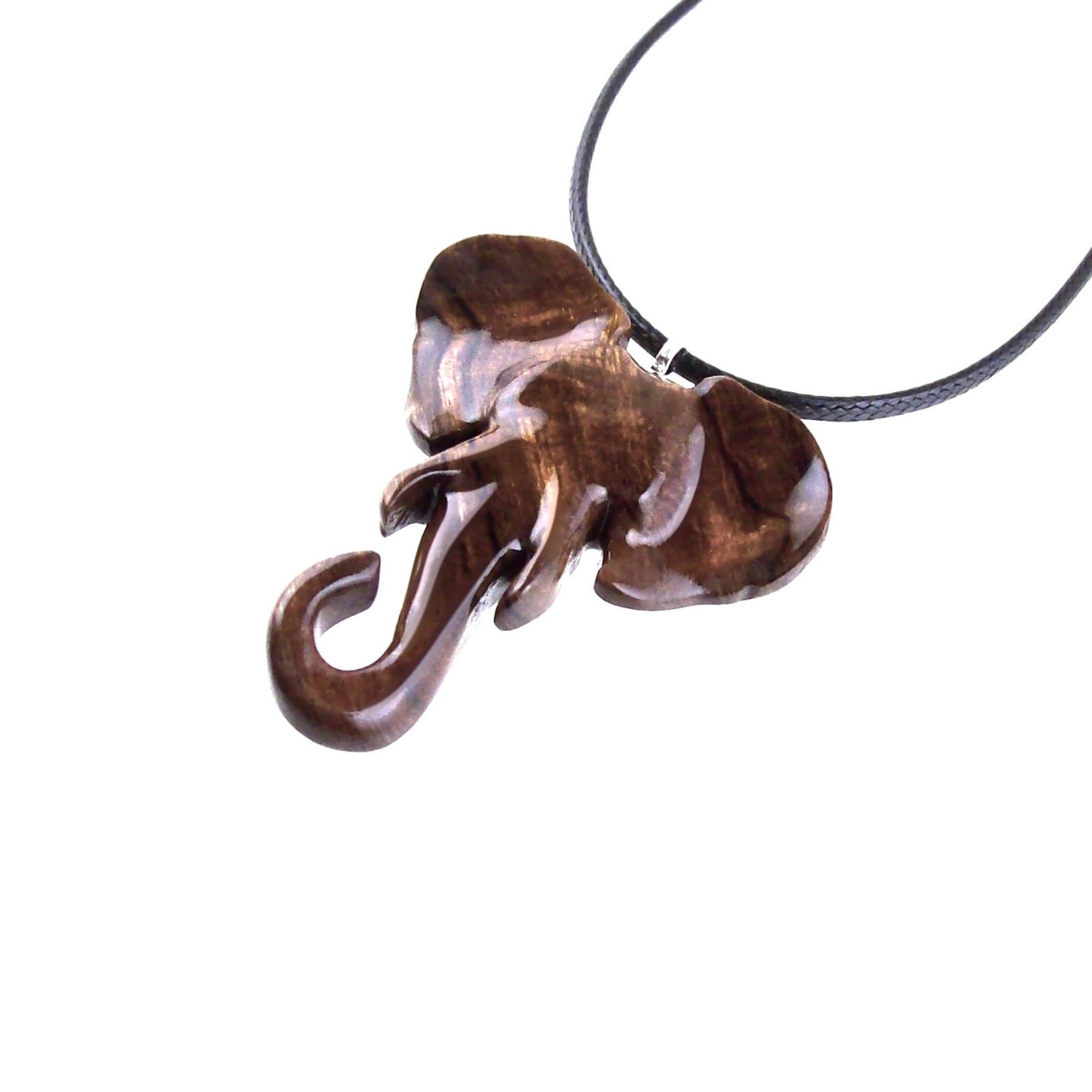 Elephant Pendant, Hand Carved Wooden Elephant Necklace for Men Women, Ganesha Spiritual Animal Jewelry, One of a Kind Gift