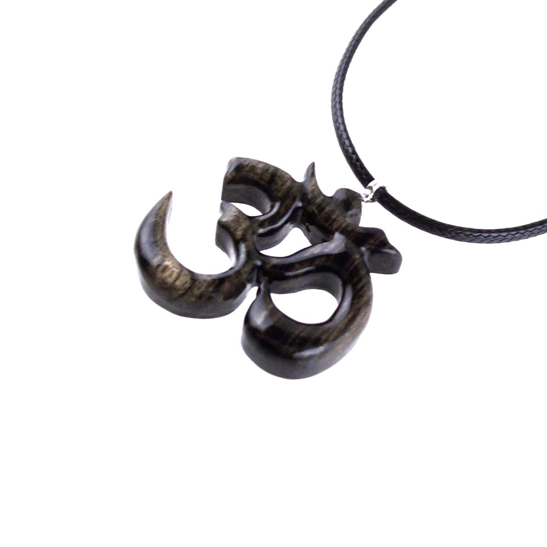Hand Carved Om Pendant for Men or Women, Wooden Ohm Necklace, Yoga Gift for Him or Her, Aum Wood Jewelry
