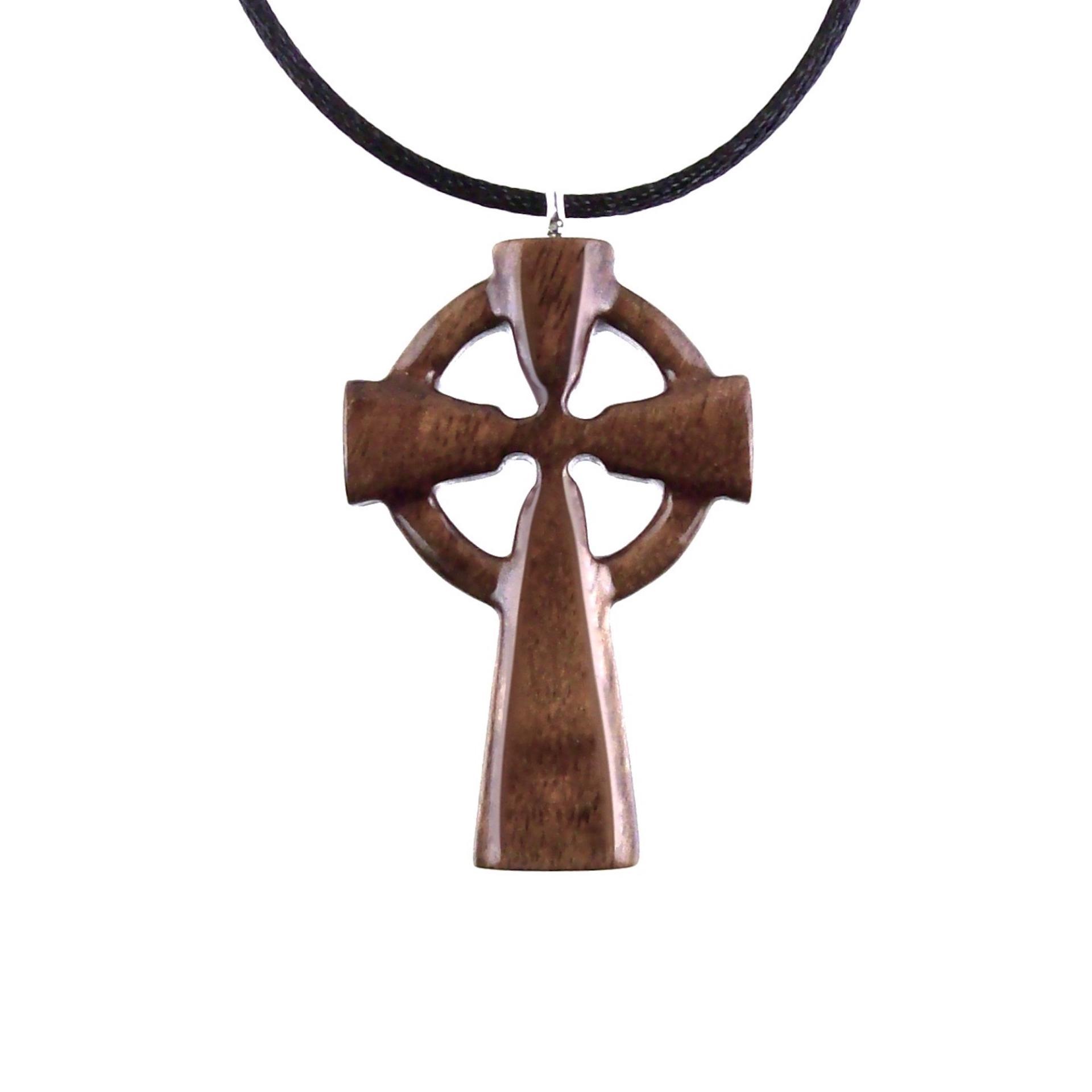 Wooden Celtic Cross Pendant, Wood Celtic Cross Necklace, Hand Carved Irish Christian Jewelry for Men