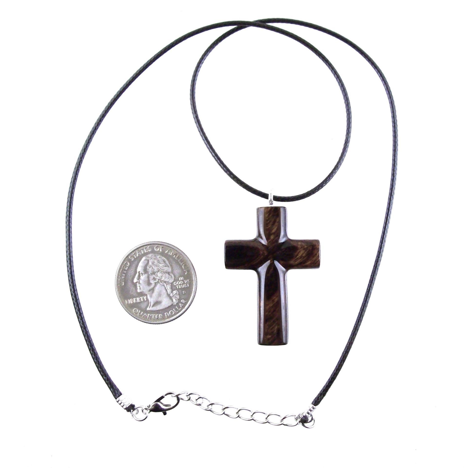 Wood Cross Necklace, Hand Carved Wooden Cross Pendant, One of a Kind Handmade Christian Jewelry for Men or Women