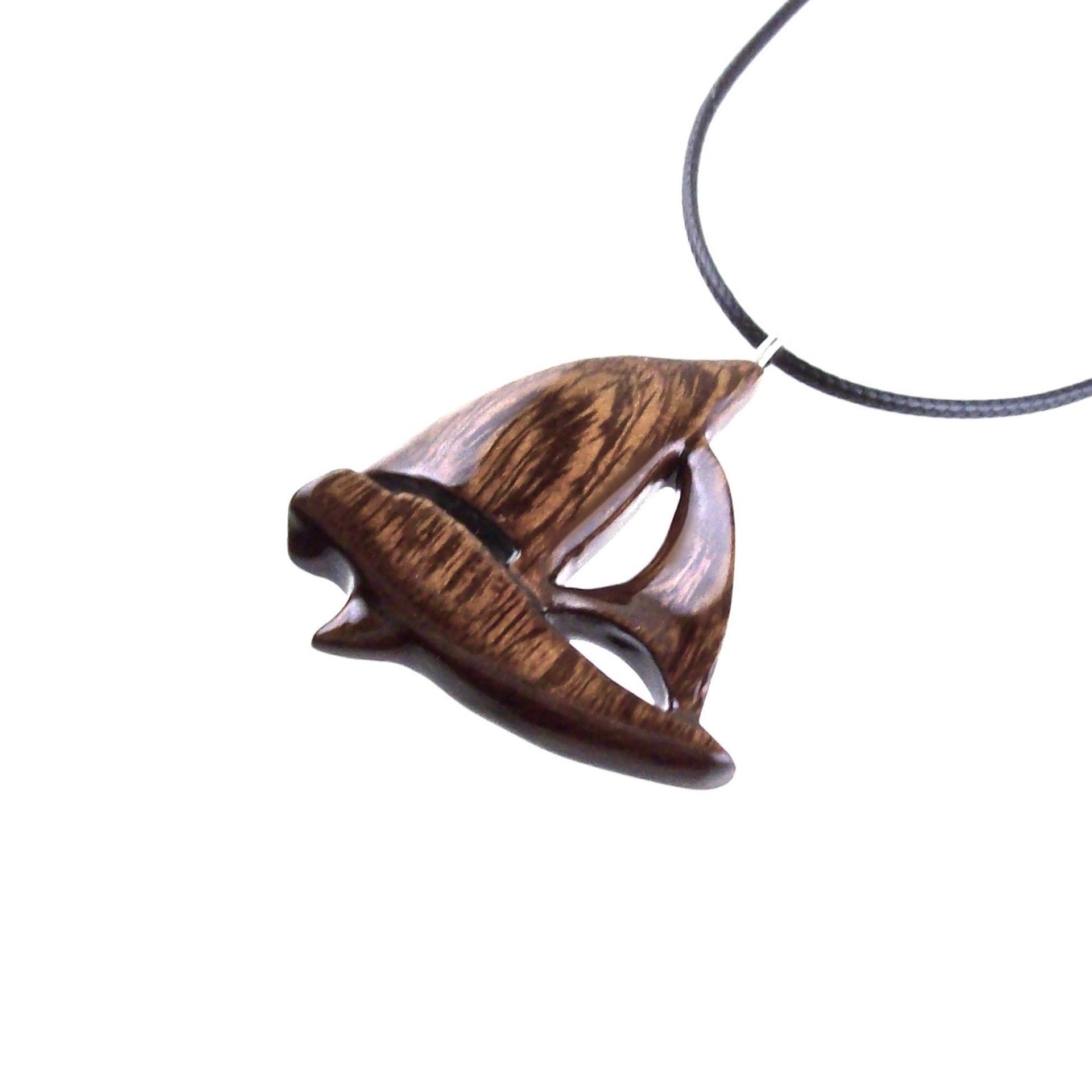 Sailboat Necklace, Hand Carved Wooden Sailboat Pendant, Wood Boat Necklace, Nautical Jewelry for Men or Women, One of a Kind Gift