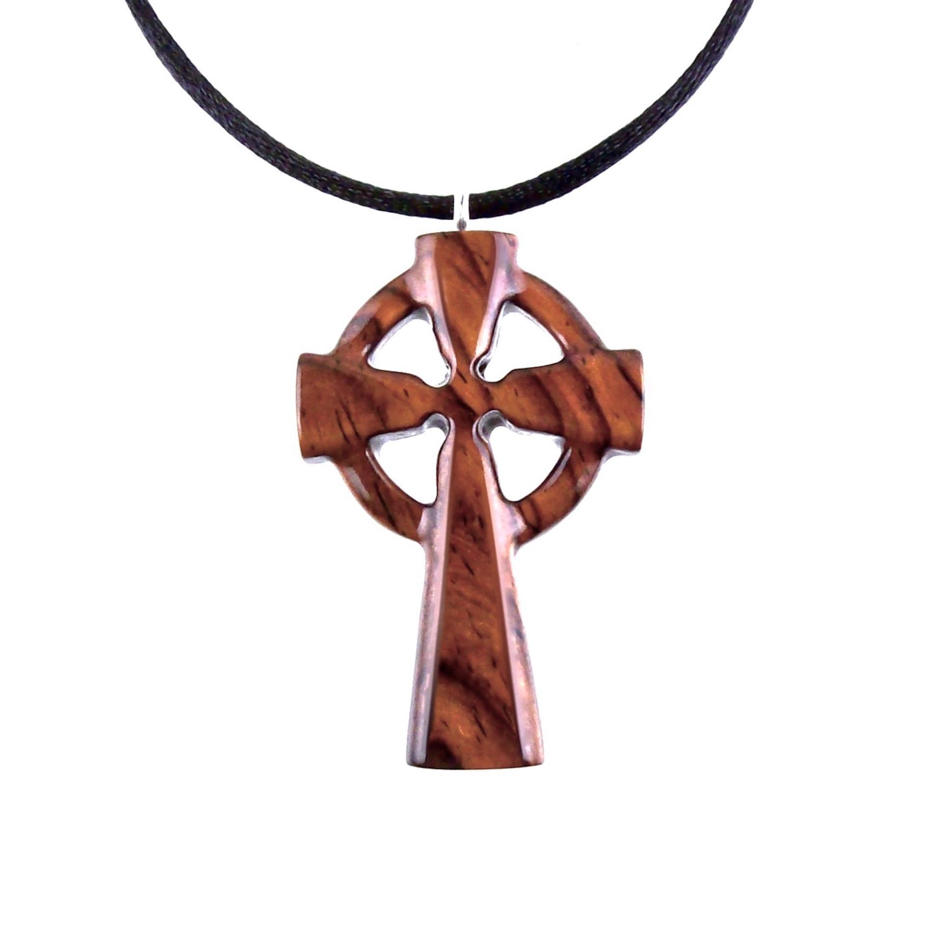 Wooden Celtic Cross Pendant, Hand Carved Celtic Cross Necklace, Wood Cross Necklace Gift for Him, Irish Christian Jewelry