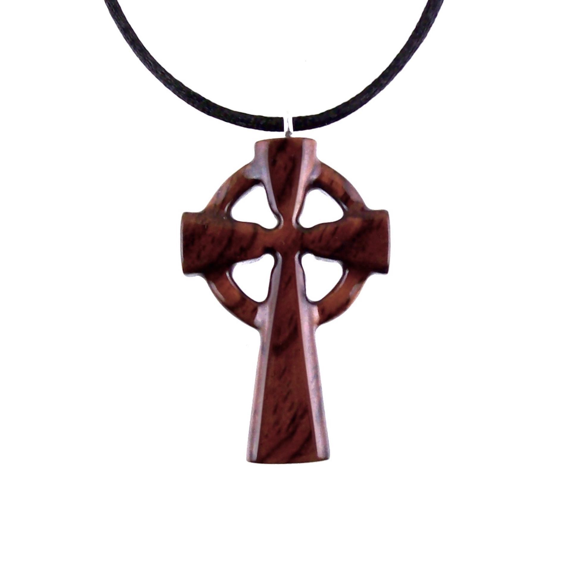 Wooden Celtic Cross Pendant, Hand Carved Celtic Cross Necklace, Wood Cross Necklace Gift for Him, Irish Christian Jewelry