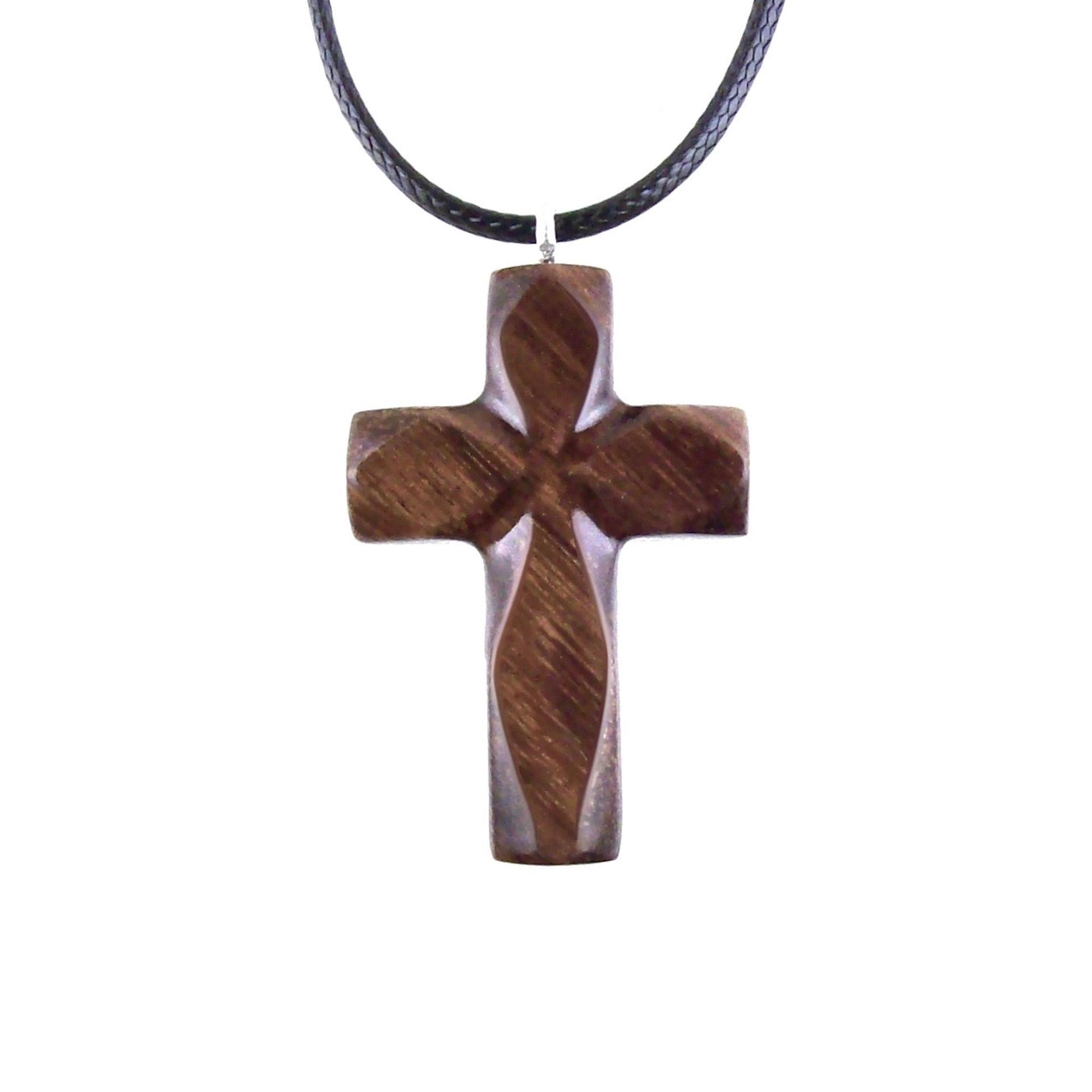 Handmade Wooden Cross Necklace for Men Women, Wood Cross Pendant, Hand Carved Christian Jewelry, One of a Kind Gift for Him Her