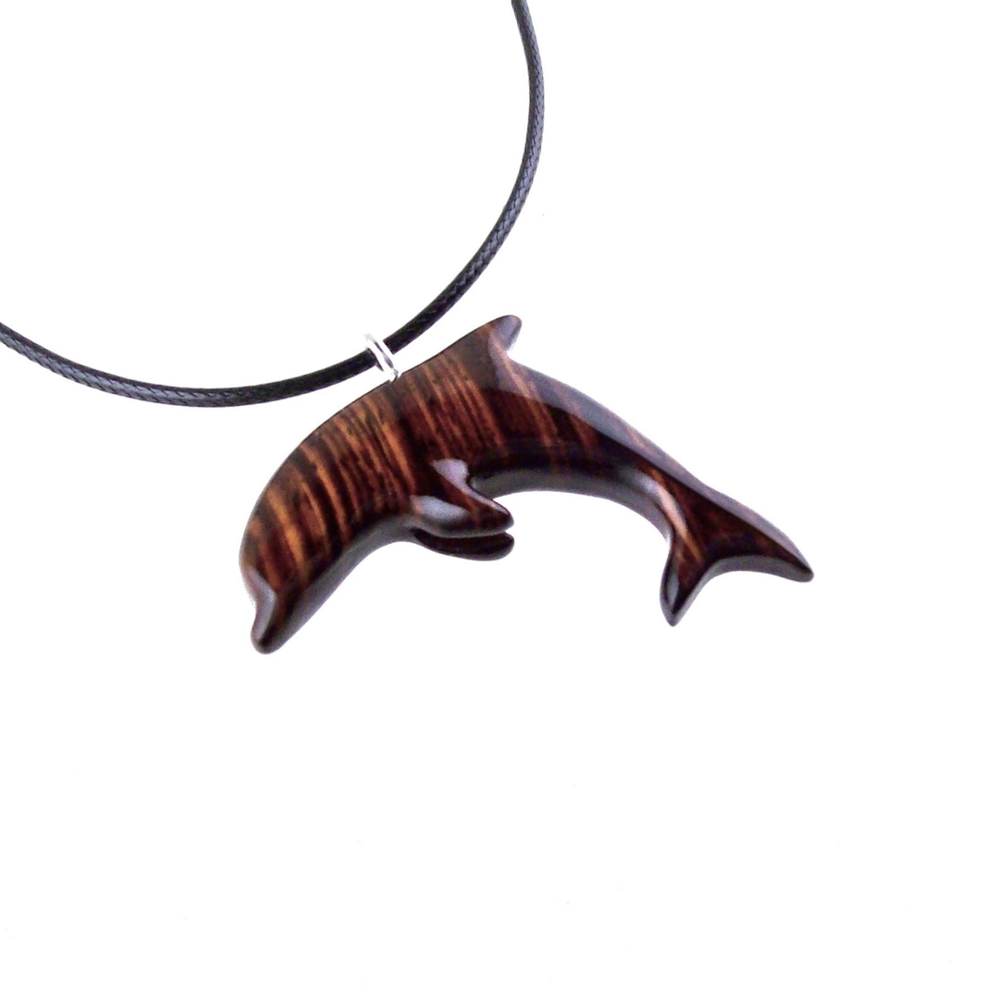 Wooden Dolphin Pendant, Hand Carved Dolphin Necklace, Sea Animal Necklace, Nautical Wood Jewelry for Men or Women