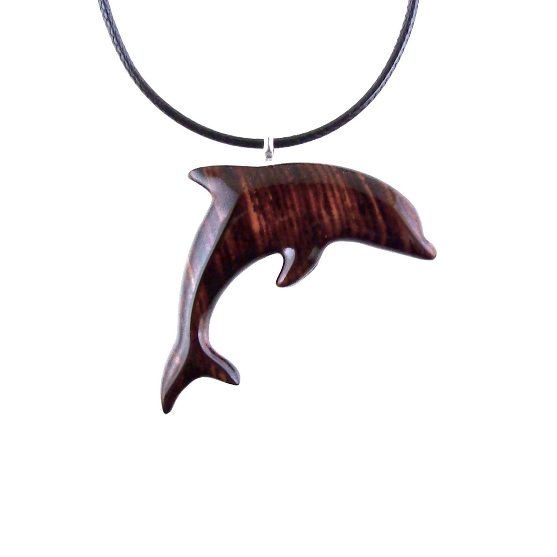 Wooden Dolphin Pendant, Hand Carved Dolphin Necklace, Sea Animal Necklace, Nautical Wood Jewelry for Men or Women