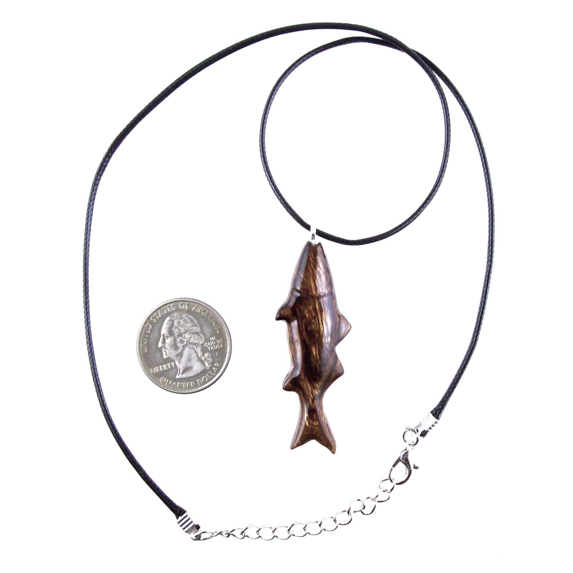 Hand Carved Fish Necklace, Wooden Striped Bass Pendant, Fishermen Jewelry, Mens Wood Necklace, One of a Kind Gift for Him