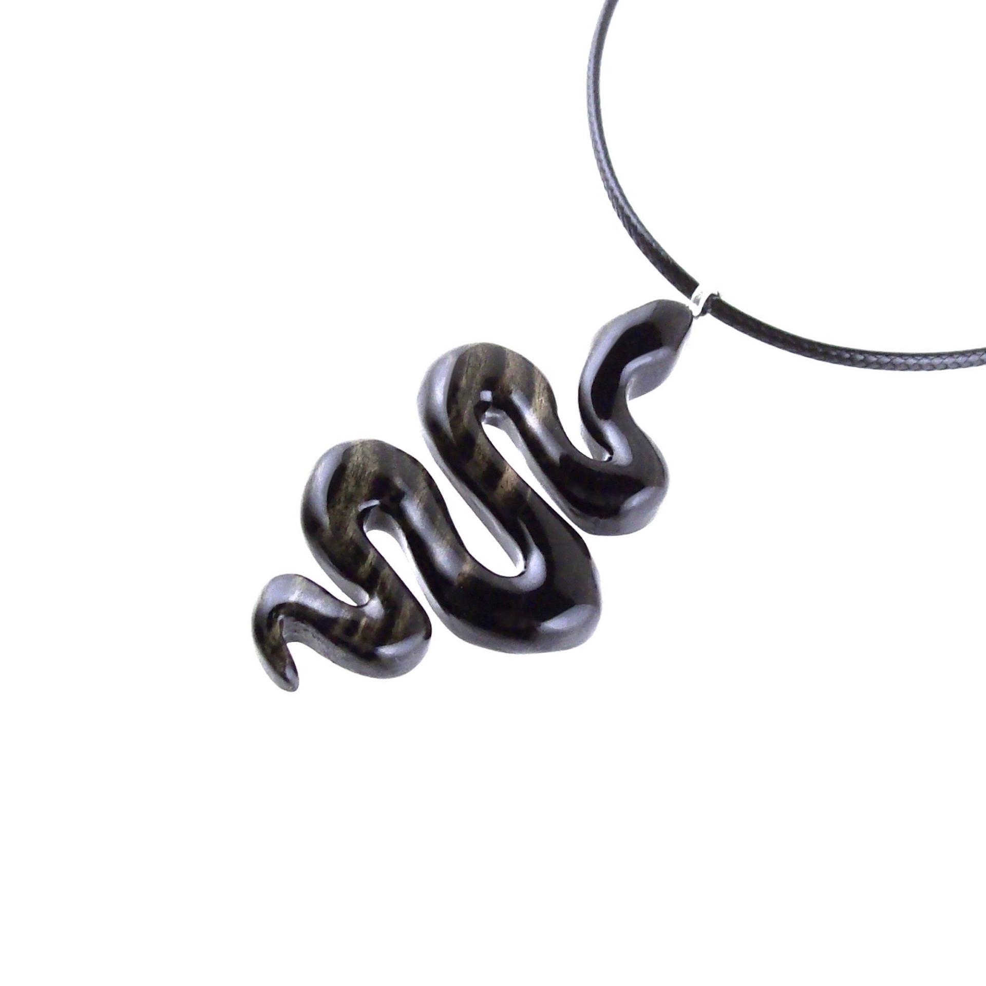 Hand Carved Wooden Snake Pendant, Snake Necklace for Men or Women, Spirit Animal Totem Reptile Wood Jewelry