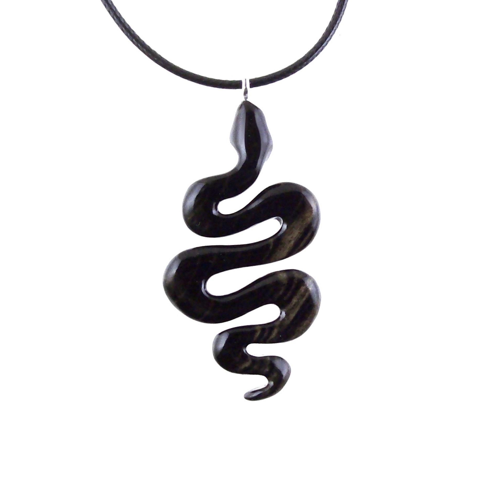 Hand Carved Wooden Snake Pendant, Snake Necklace for Men or Women, Spirit Animal Totem Reptile Wood Jewelry