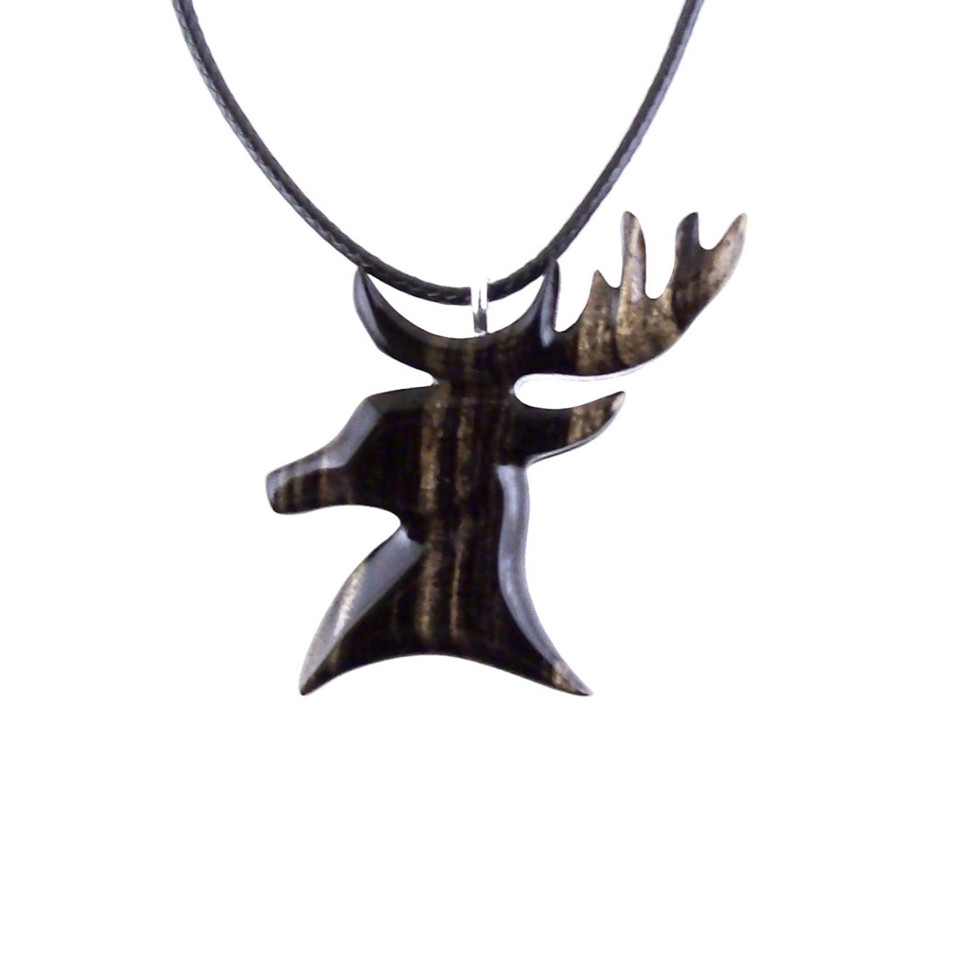Hand Carved Stag Head Necklace, Wooden Deer Pendant, Woodland Buck Necklace, Mens Jewelry, Spirit Animal Totem Gift for Him