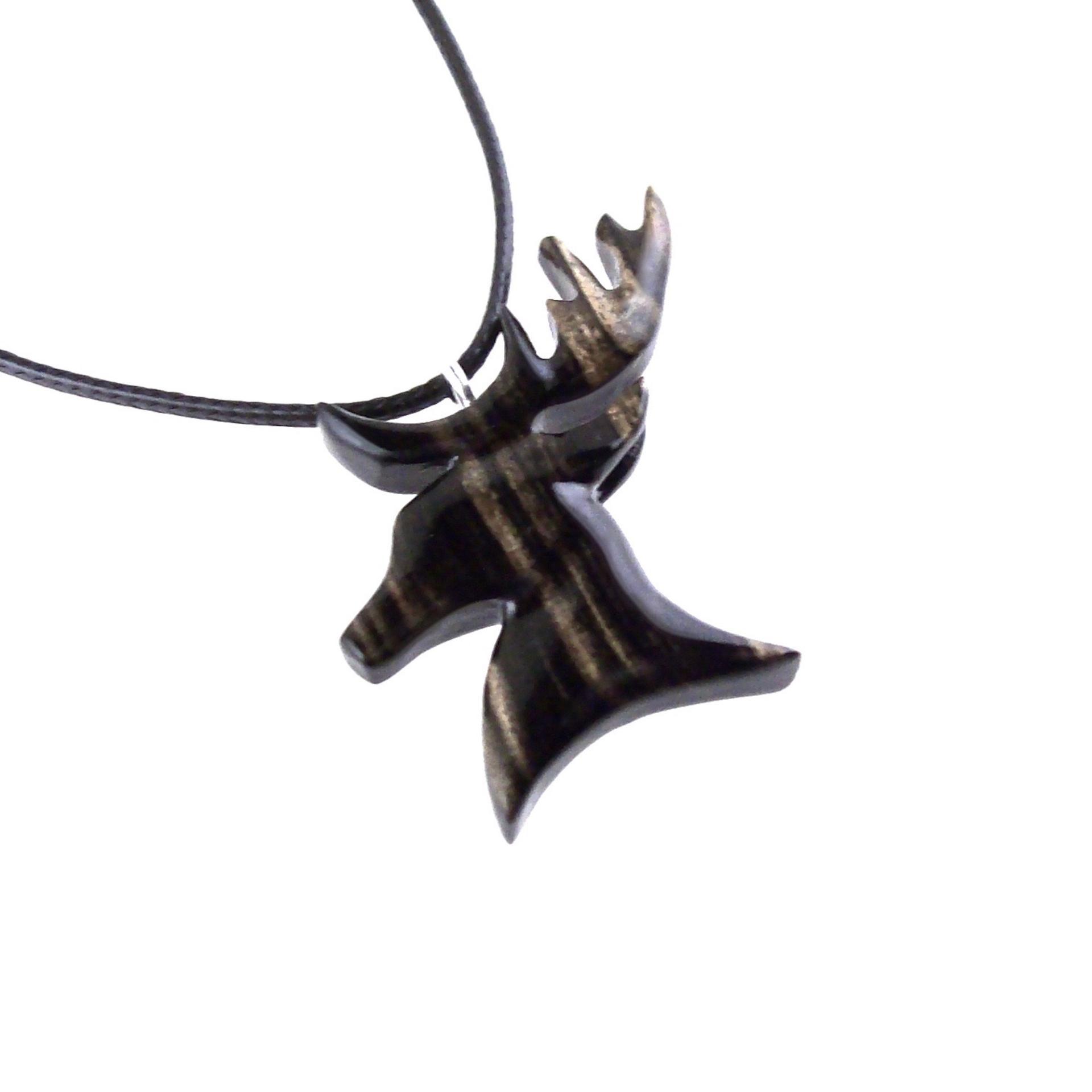 Hand Carved Stag Head Necklace, Wooden Deer Pendant, Woodland Buck Necklace, Mens Jewelry, Spirit Animal Totem Gift for Him