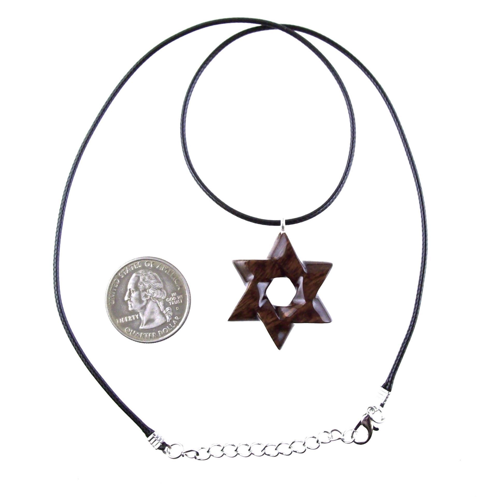 Wooden Star of David Pendant, Hand Carved Jewish Star Necklace, Wood Jewelry for Men or Women, One of a Kind Gift