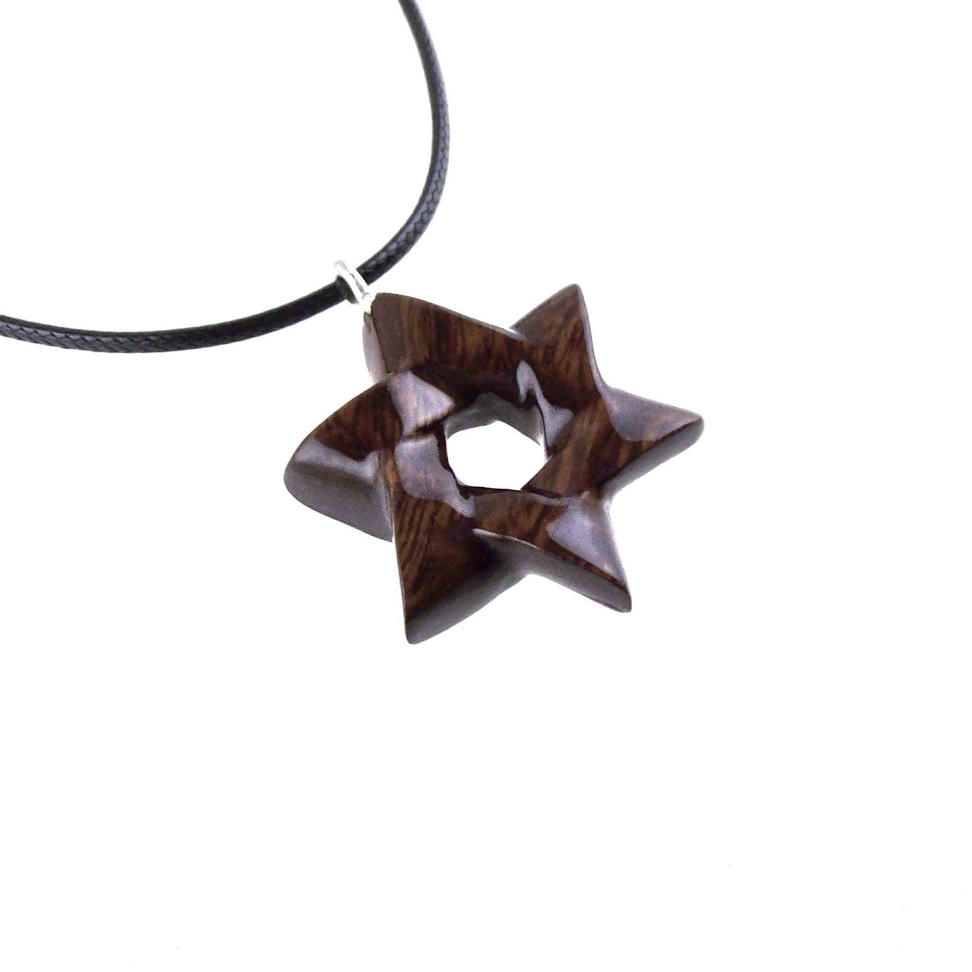 Wooden Star of David Pendant, Hand Carved Jewish Star Necklace, Wood Jewelry for Men or Women, One of a Kind Gift