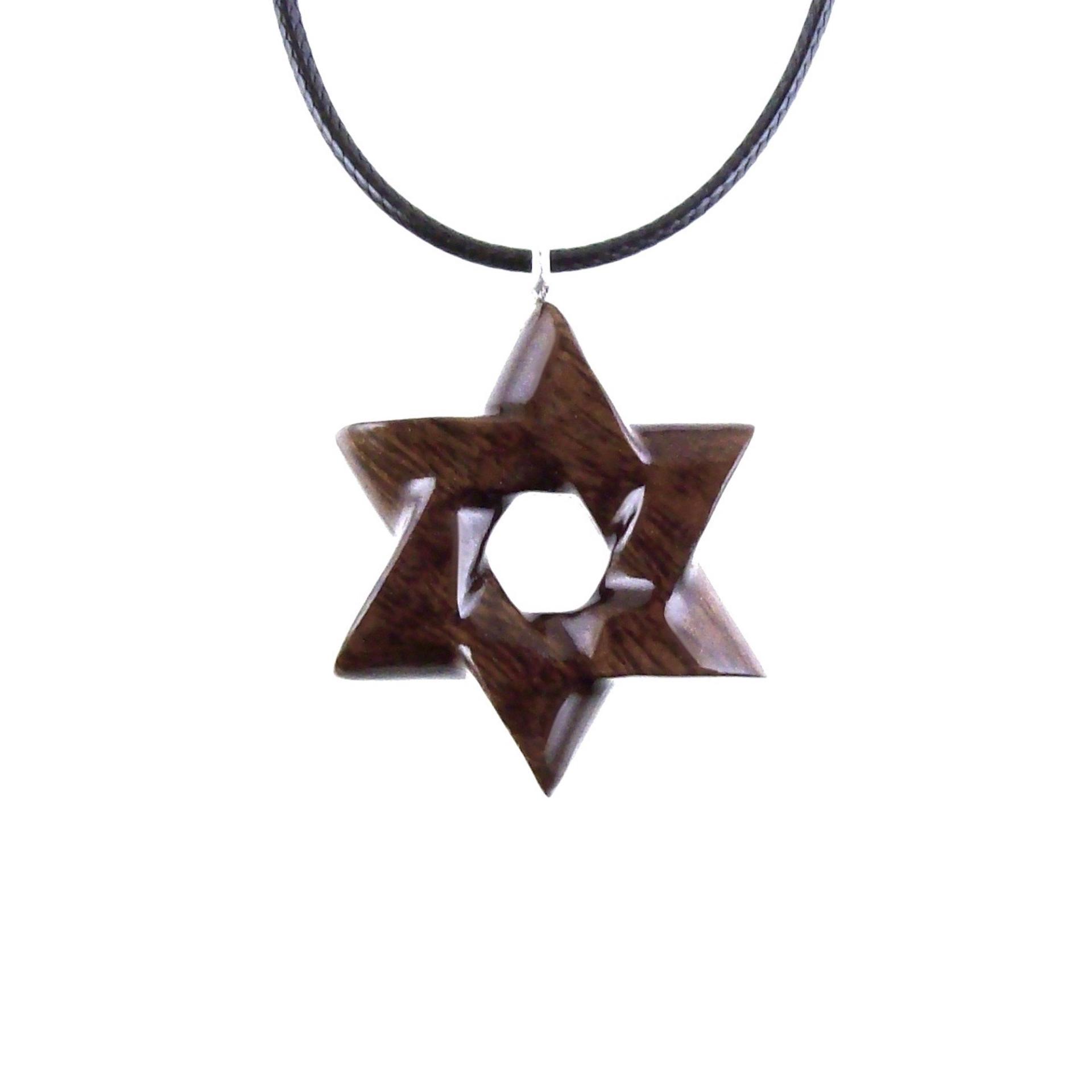 Wooden Star of David Pendant, Hand Carved Jewish Star Necklace, Wood Jewelry for Men or Women, One of a Kind Gift