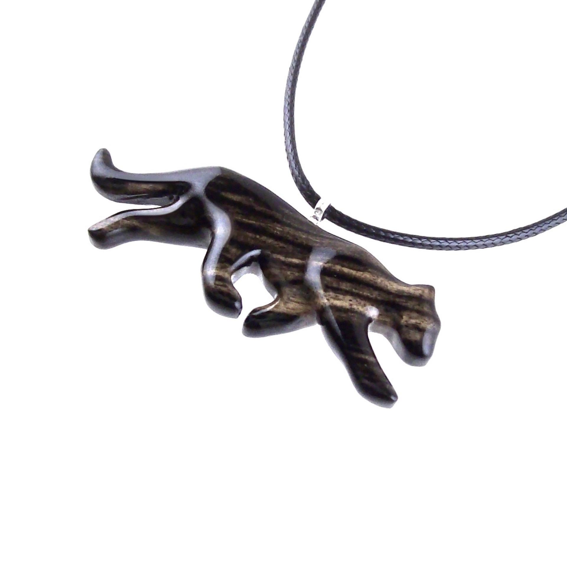 Panther Necklace, Hand Carved Wooden Panther Pendant, Jaguar Necklace, Totem Spirit Animal Wood Jewelry