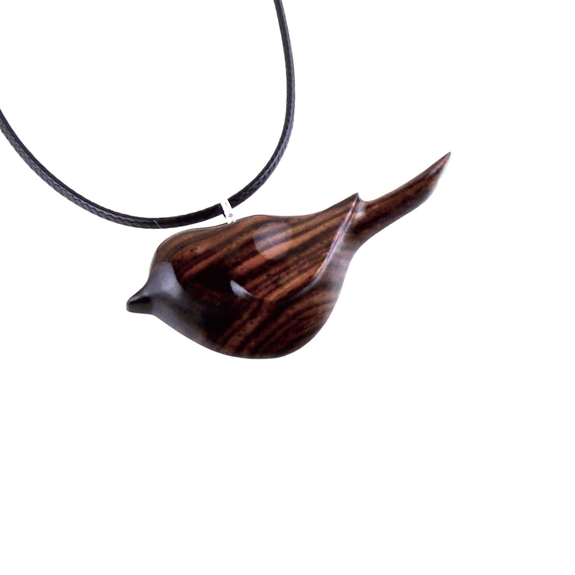 Bird Necklace, Wooden Bird Pendant, Hand Carved Chickadee Necklace, Bird Jewelry, One of a Kind Gift for Her, Wood Jewelry