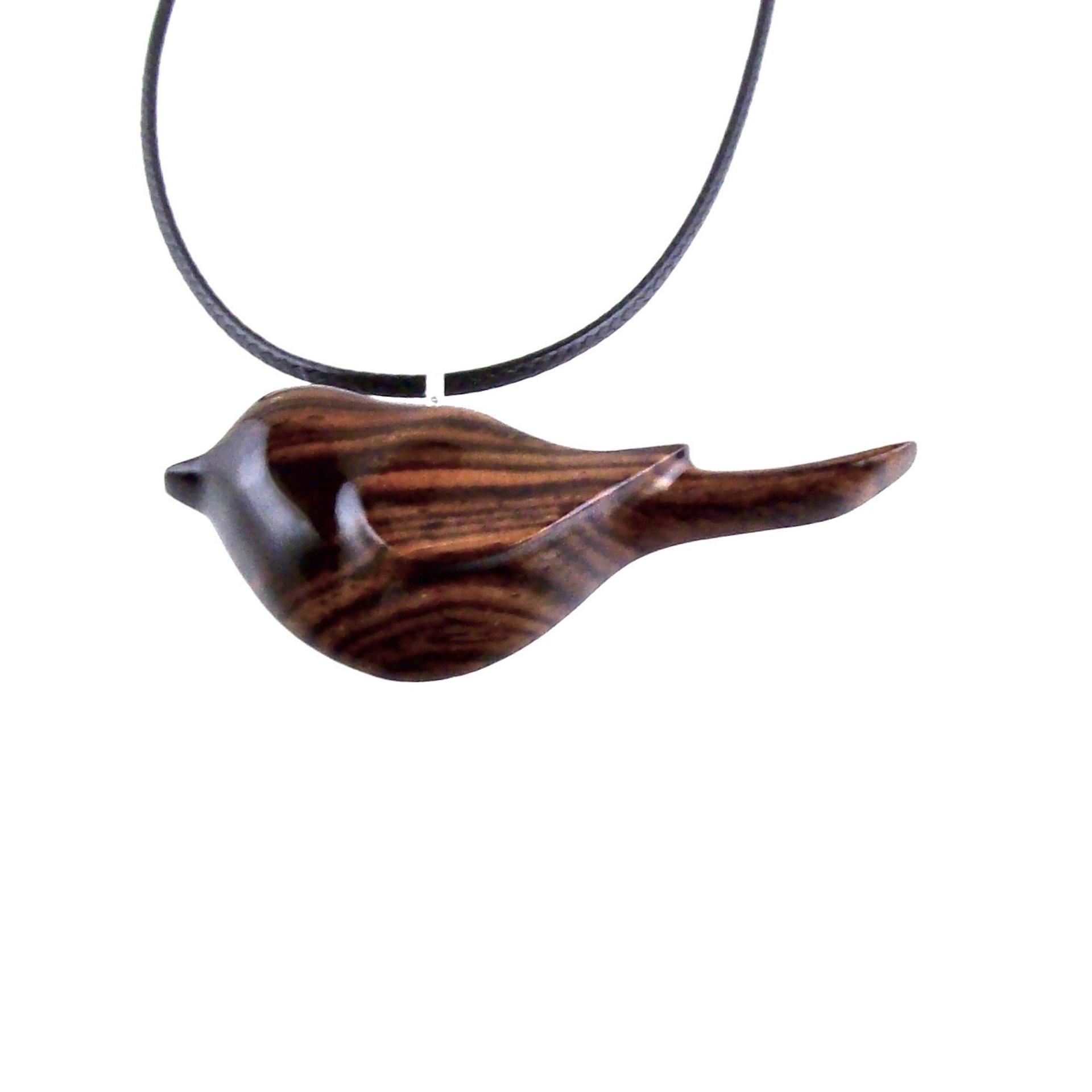 Bird Necklace, Wooden Bird Pendant, Hand Carved Chickadee Necklace, Bird Jewelry, One of a Kind Gift for Her, Wood Jewelry