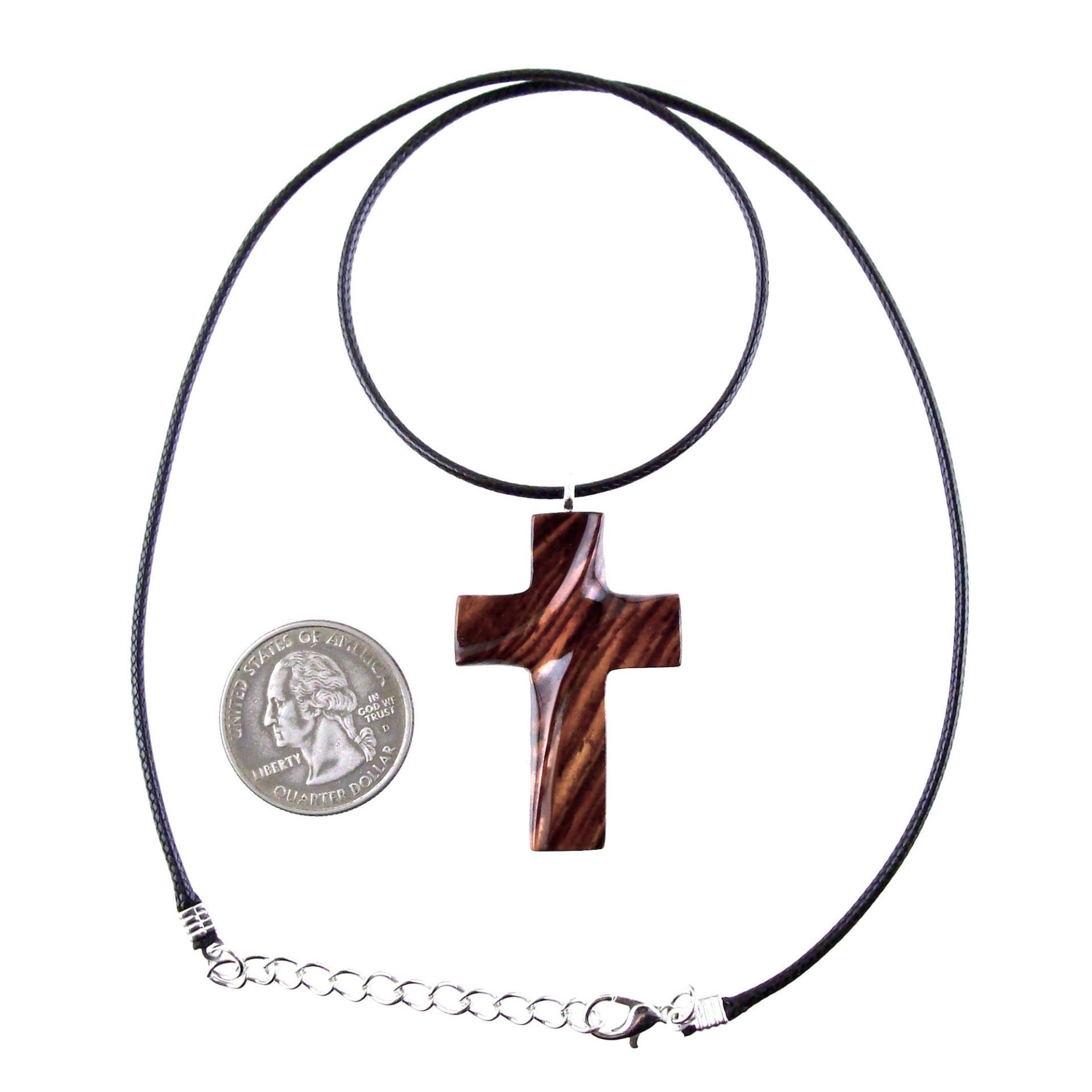 Wood Cross Necklace, Hand Carved Wooden Cross Pendant, Christian Jewelry for Men or Women, One of a Kind Gift for Her Him